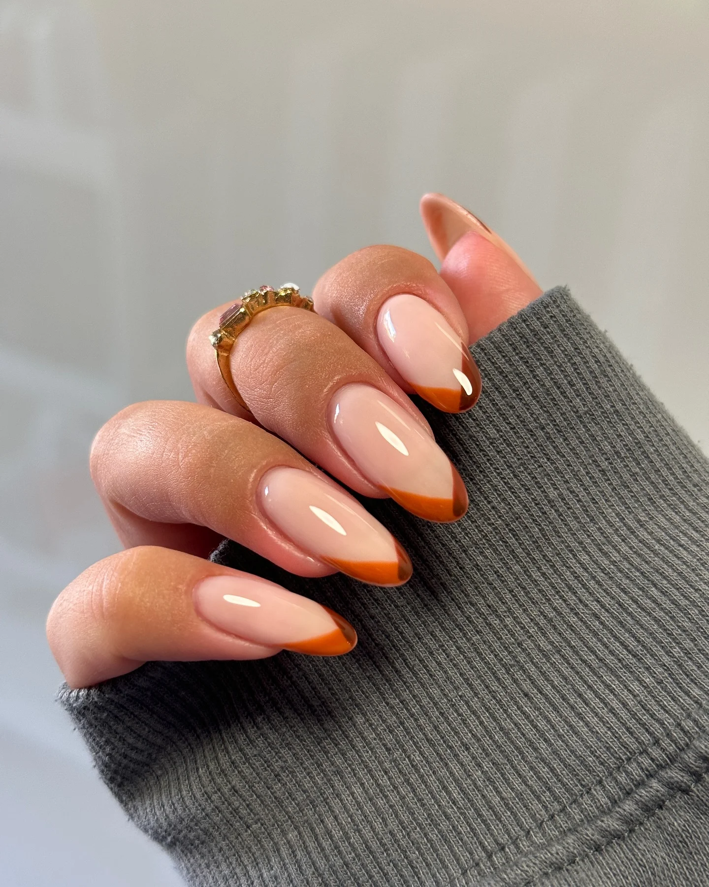 fall nail for all plates skin 2026 Burnt Cinnamon French Tips With A Modern Twist