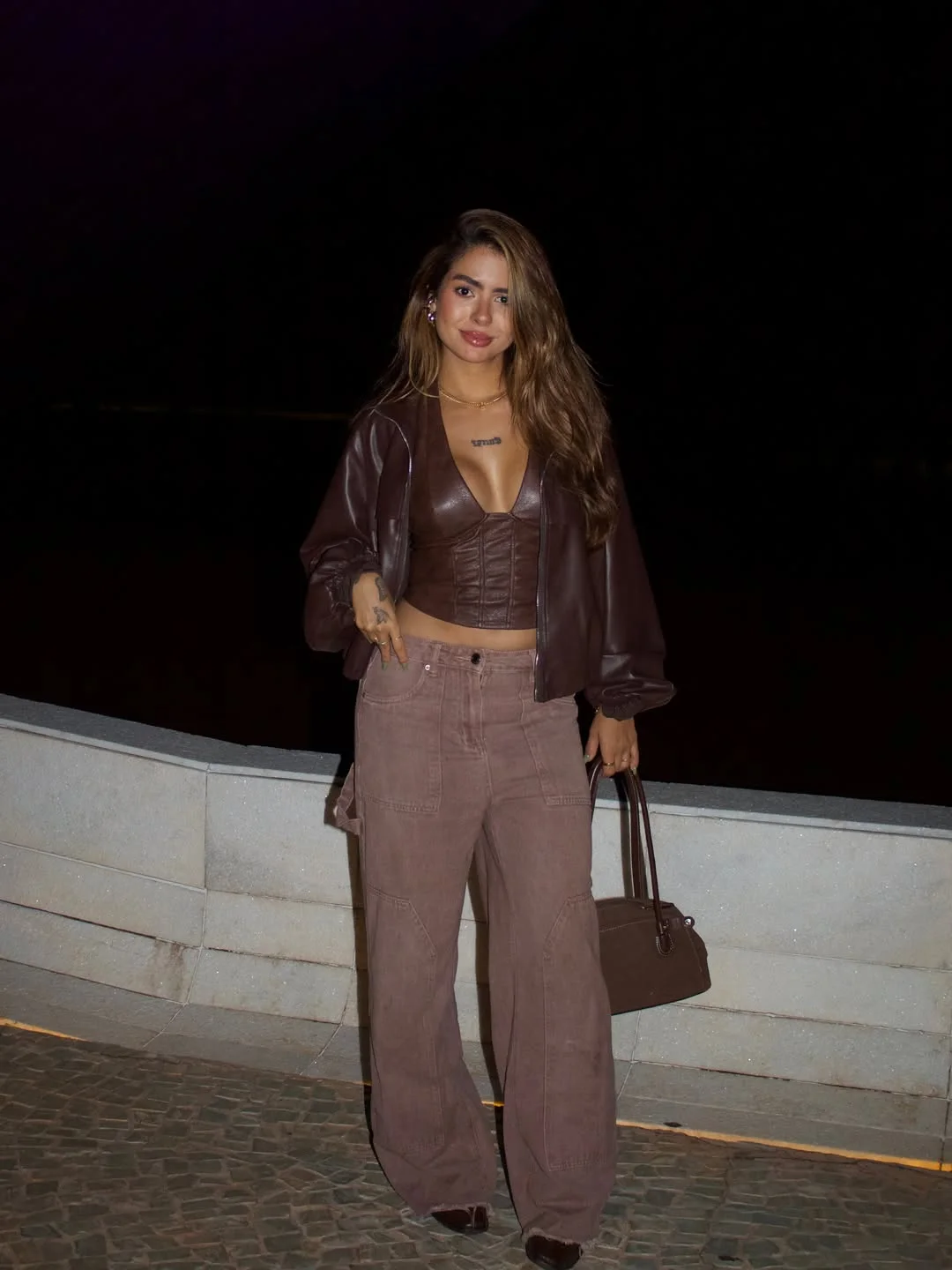 fall date night outfits for women 2026 Chocolate Leather And Relaxed Denim For A Casual Date
