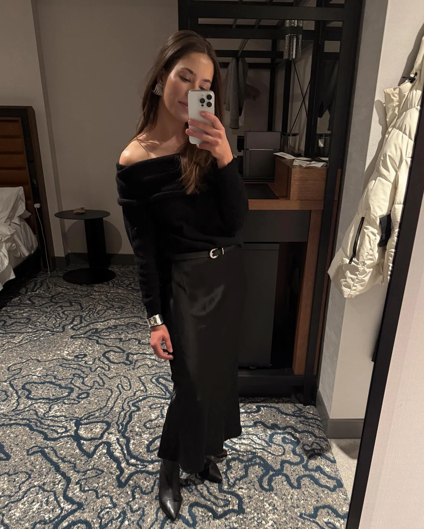nice fall outfits for dinner 2026 Soft Knit And Satin Skirt For Quiet Fall Evenings