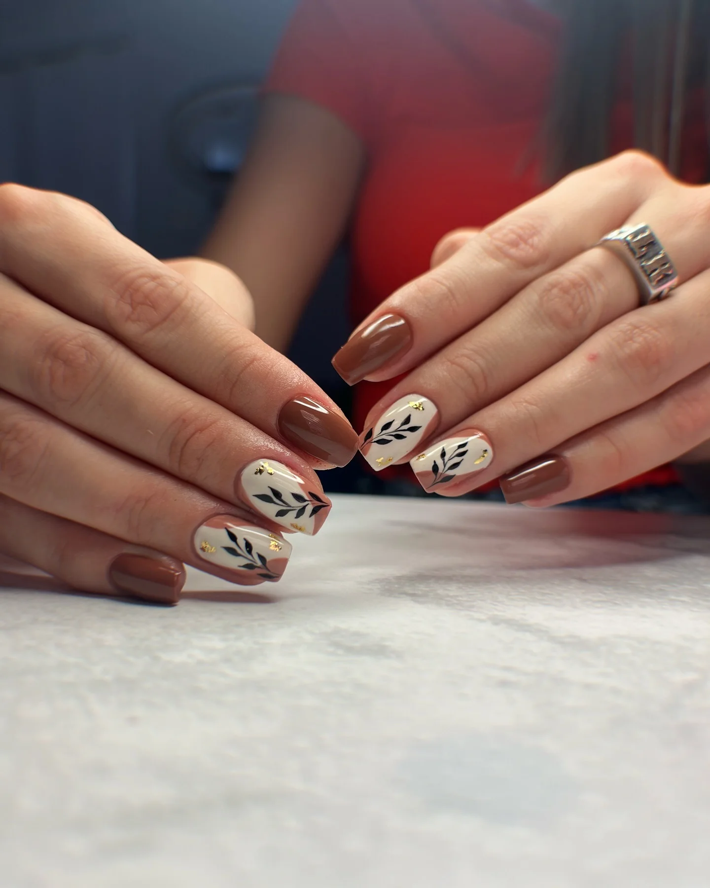 september nail designs 2026 Warm Cocoa Leaves With Modern Minimalism