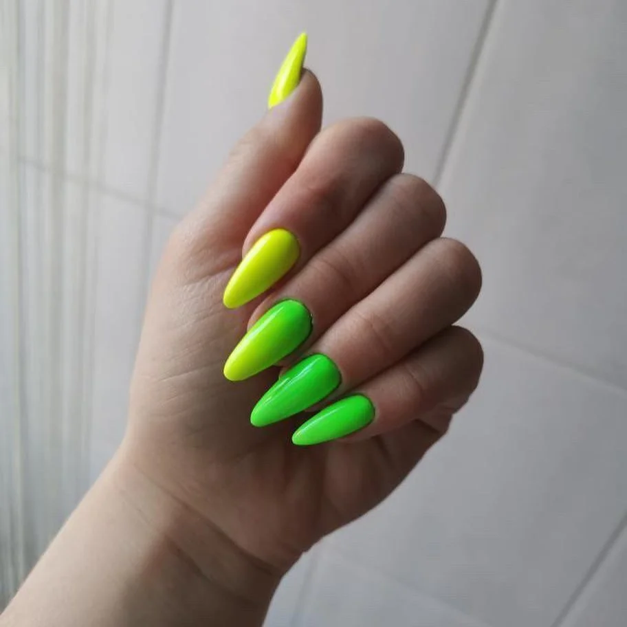 best nail colors for august 2026 Neon Lime Almond Nails For A Bold Seasonal Finish