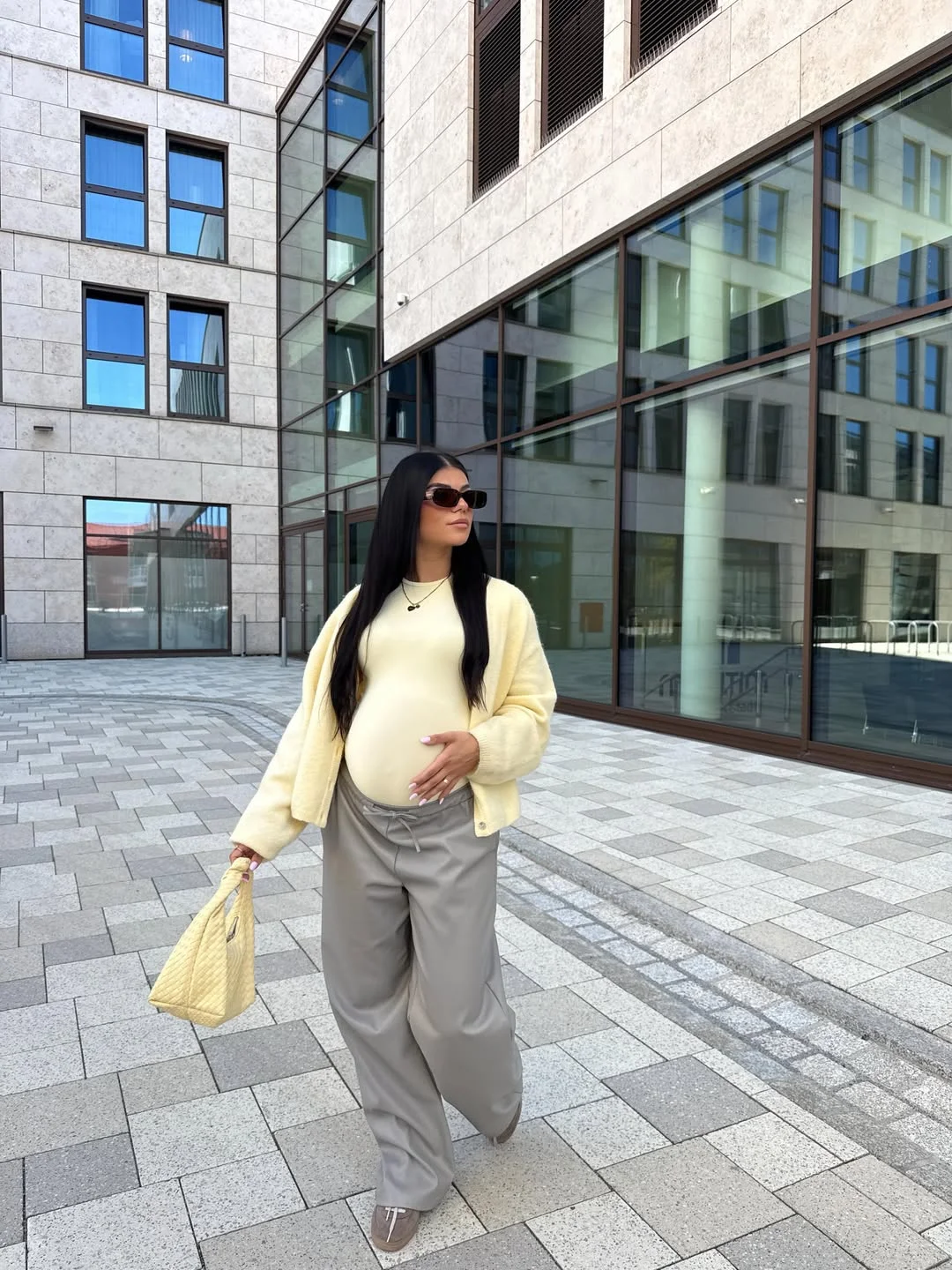 comfy pregnancy outfits for fall 2026 Soft Yellow Knit Layers For Modern Everyday Style