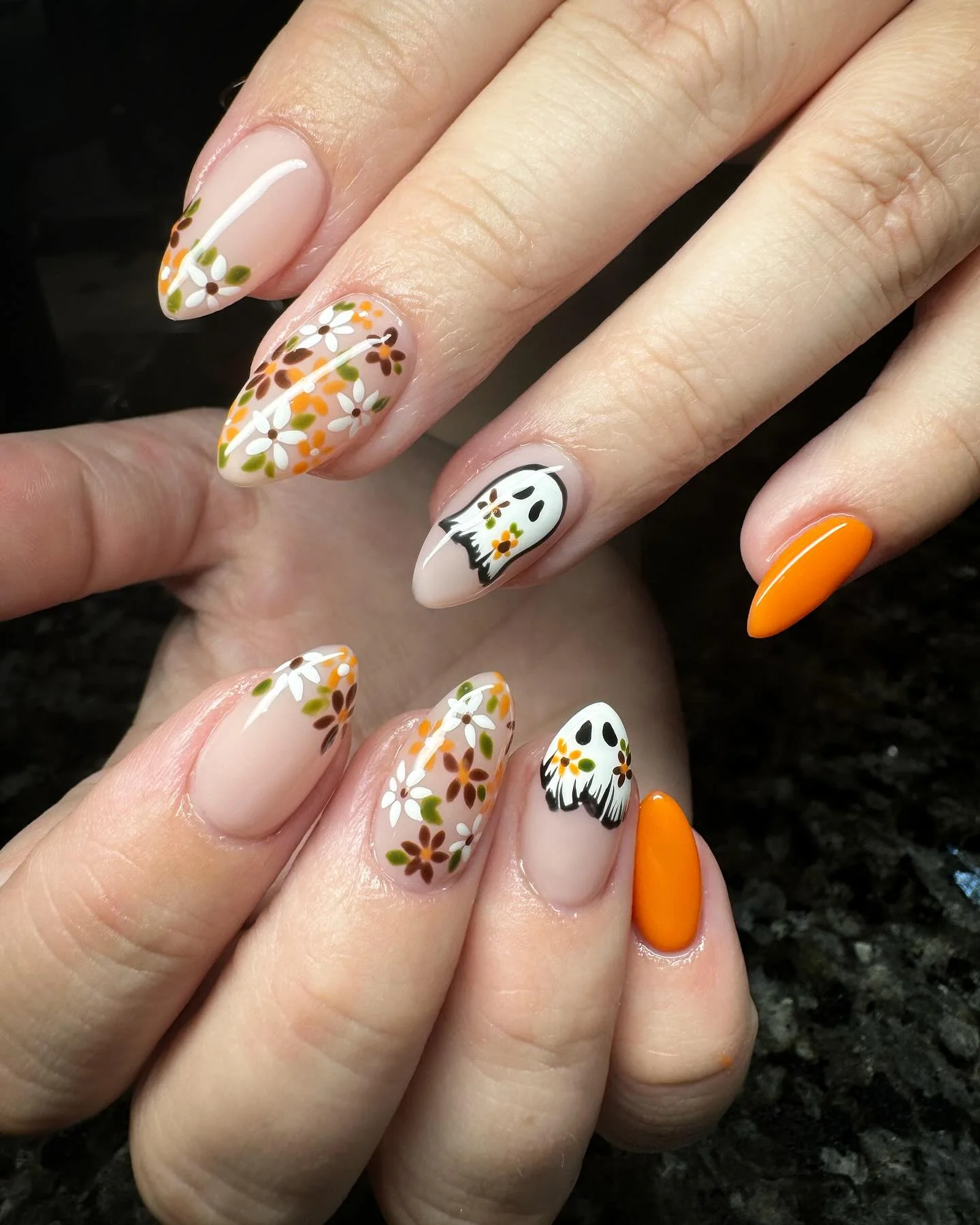 fall nail for all plates skin 2026 Playful Autumn Florals With Friendly Ghost Accents