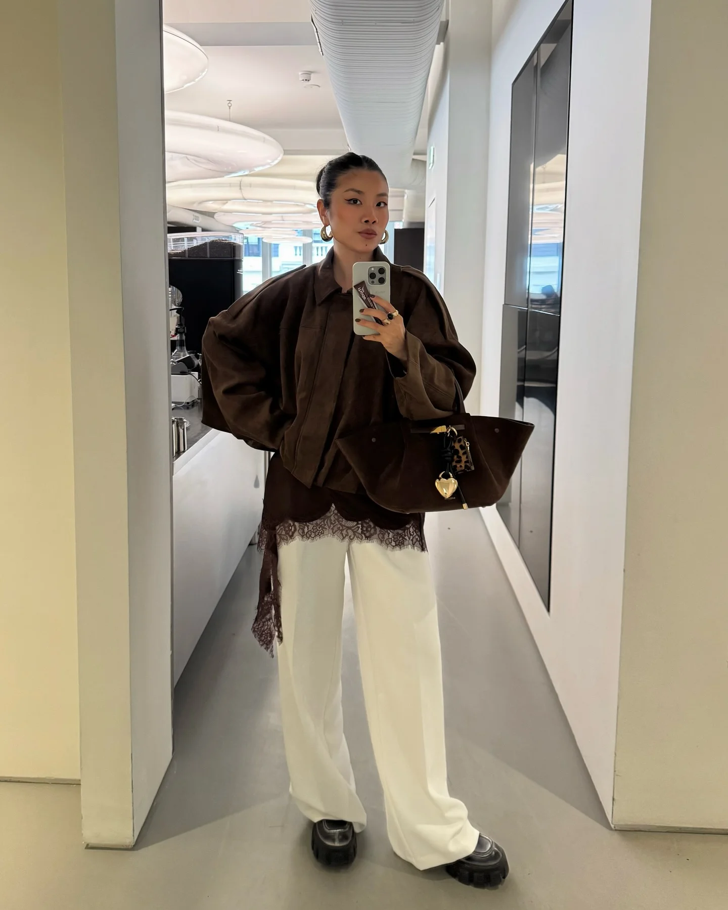 lace layering fall outfit 2026 Minimal Monochrome Brown Layers With Modern Volume