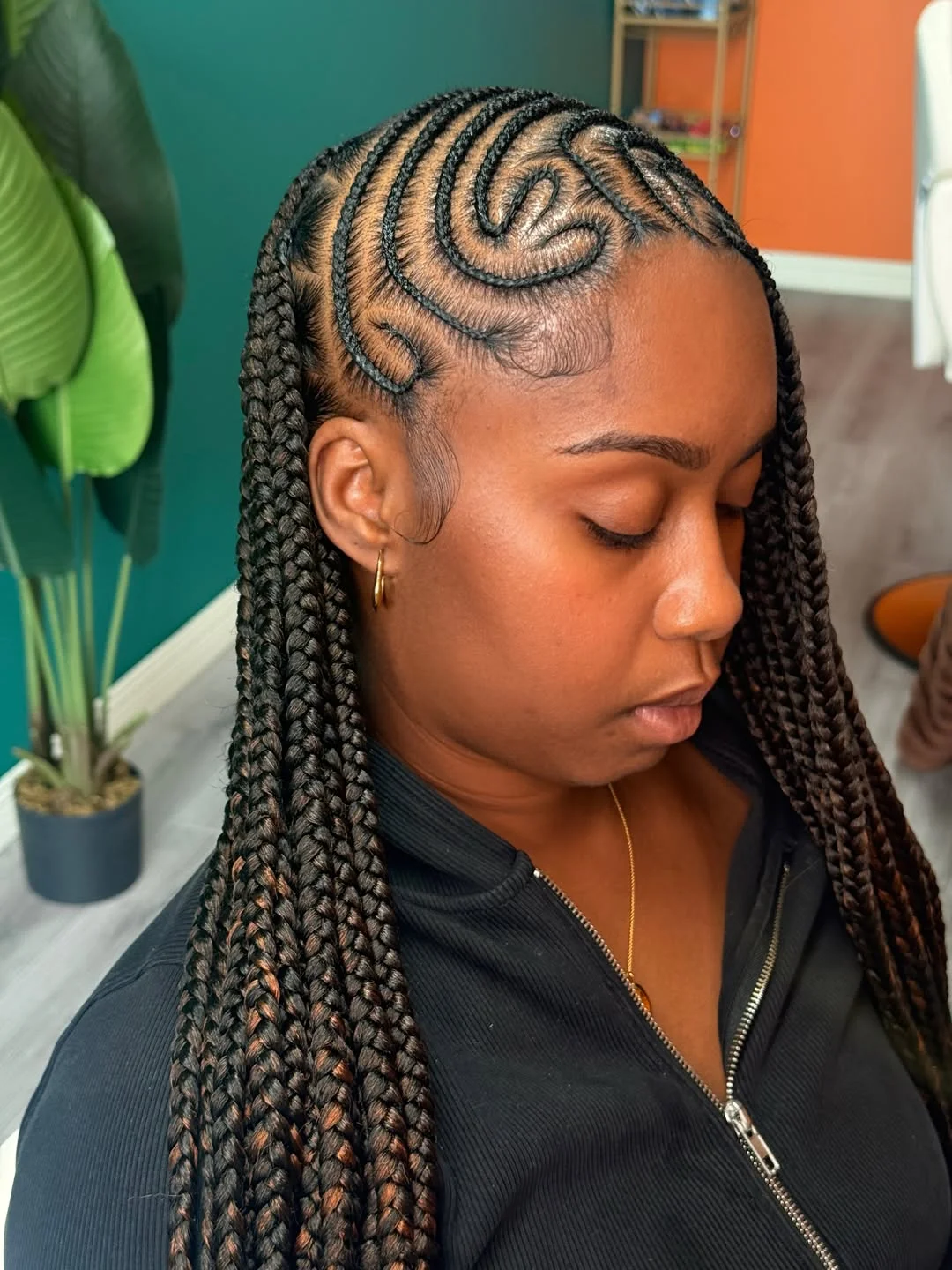 lemonade braid hairstyle Artistic Swirl Lemonade Braids With Statement Parting