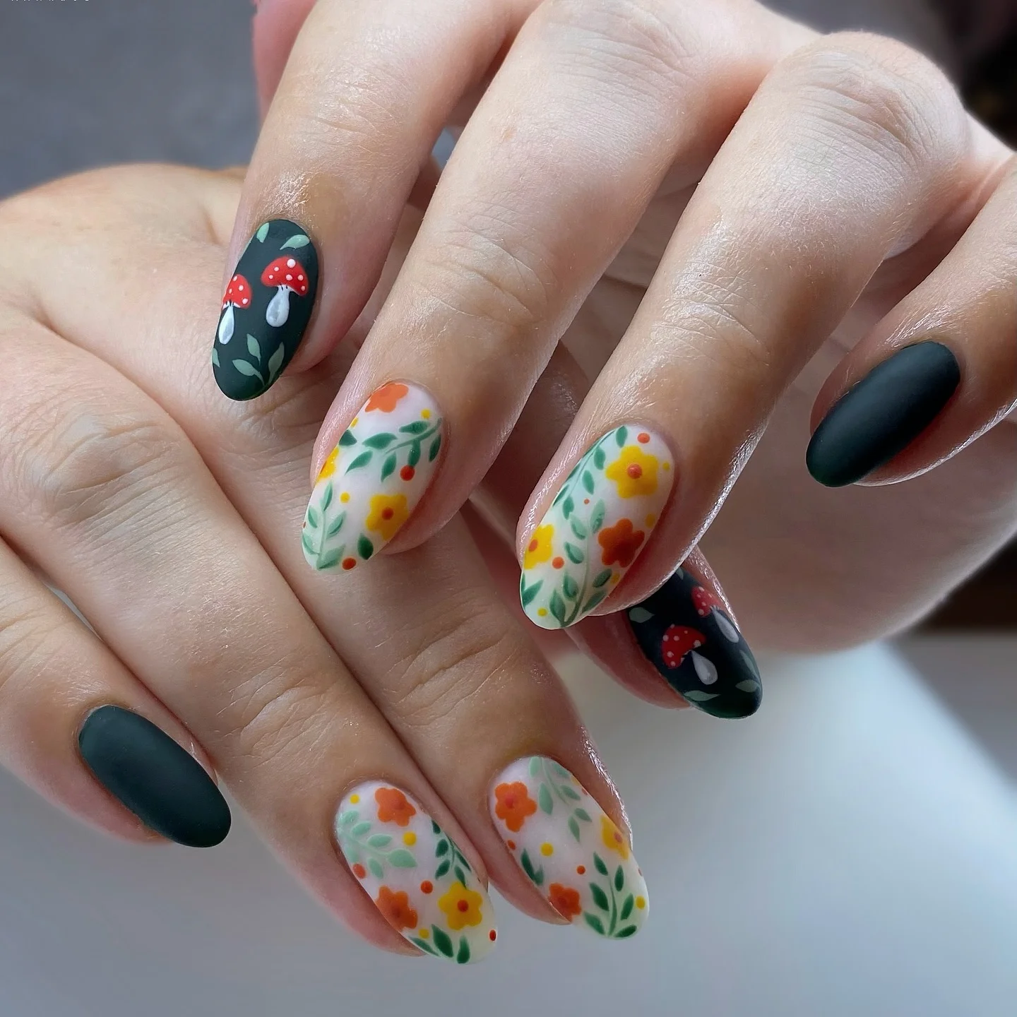 september nail art ideas 2026 Forest Green Woodland Garden Nails