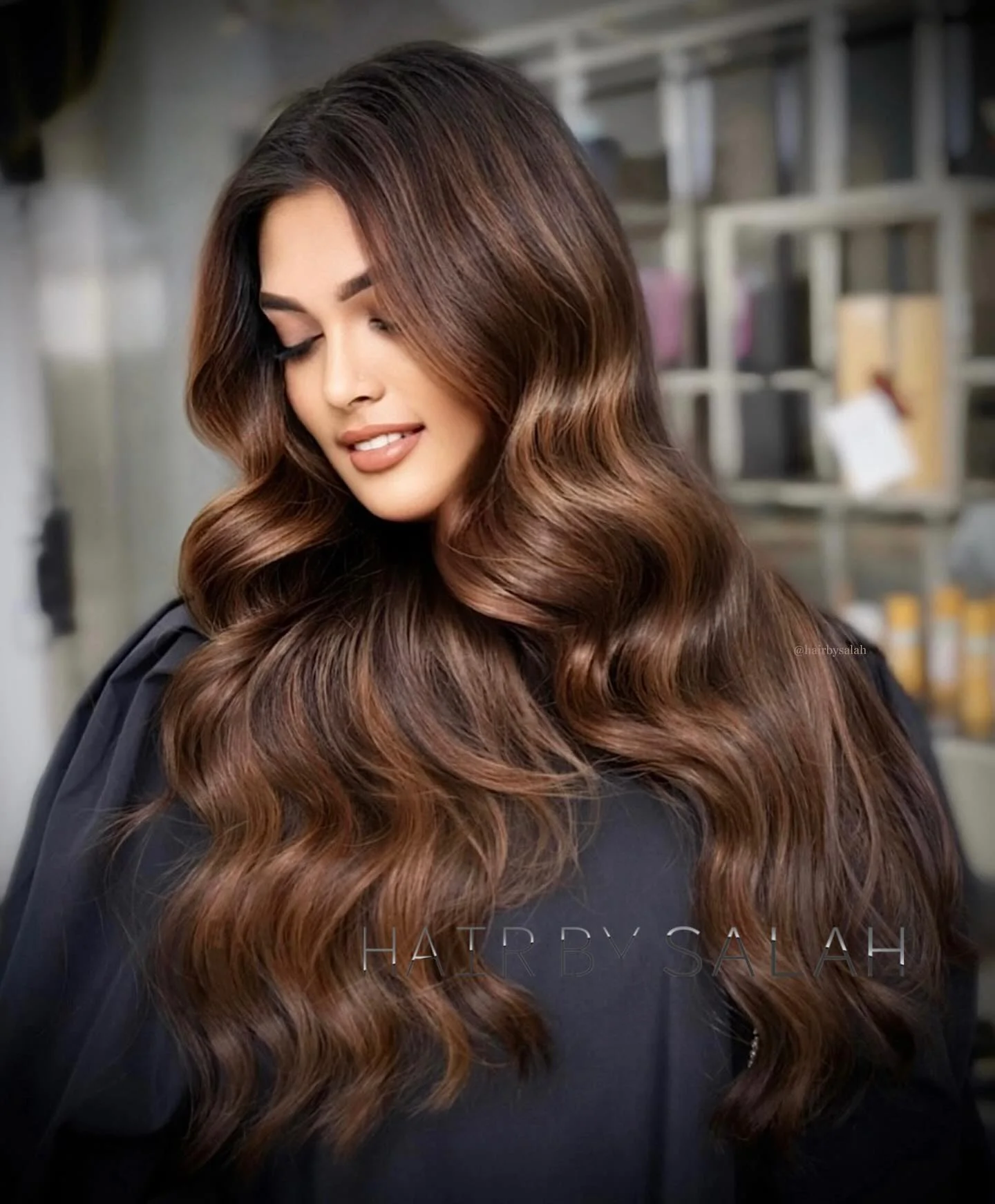 fall brown hair color ideas 2026 Glossy Chocolate Waves With Luxurious Dimension