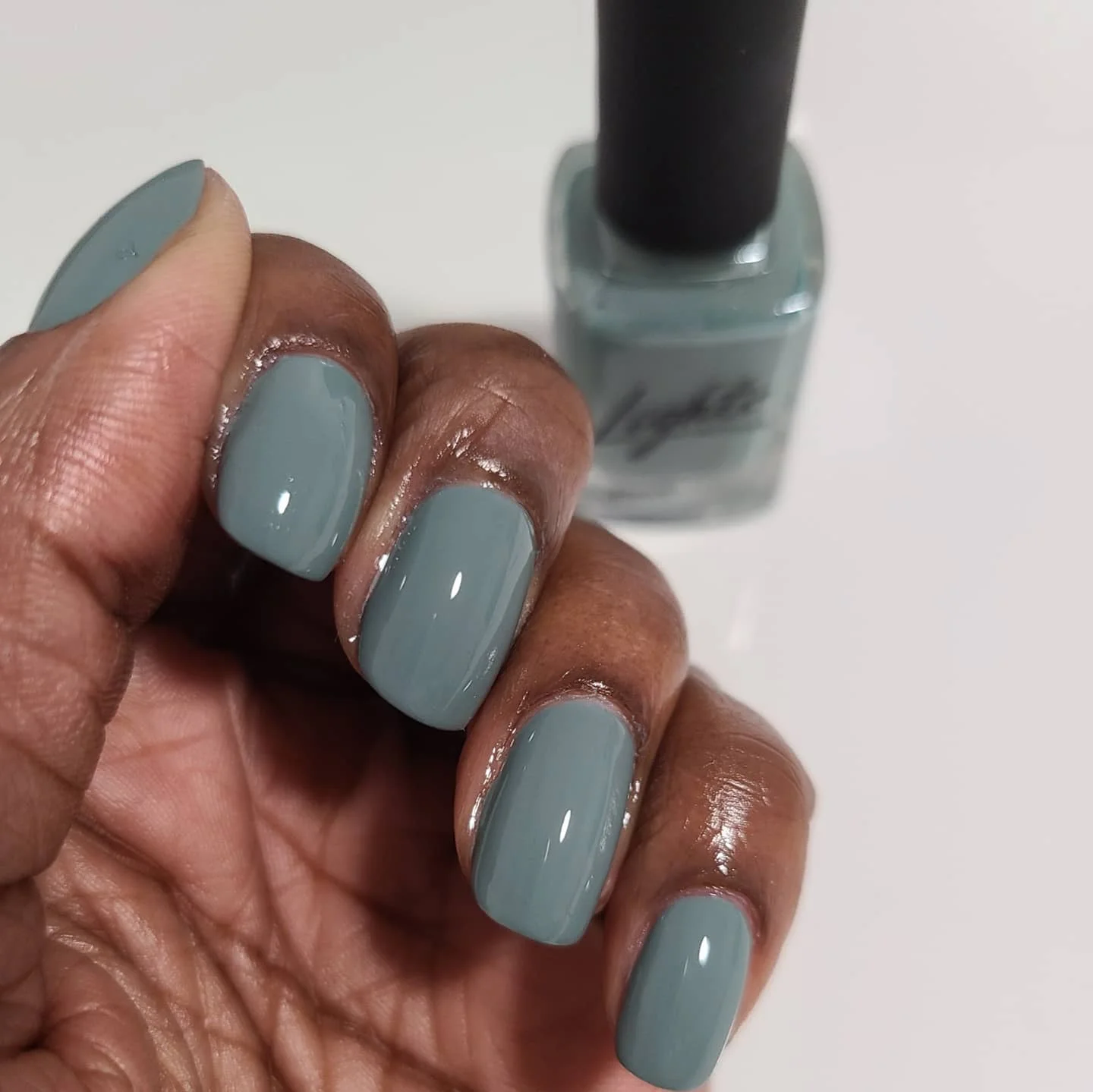 fall nails colors for dark skin Dusty Blue For A Cooler Autumn Palette