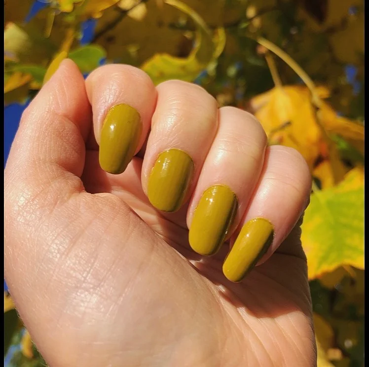 fall manicure colors 2026 Mustard Olive For A Rich Autumn Accent