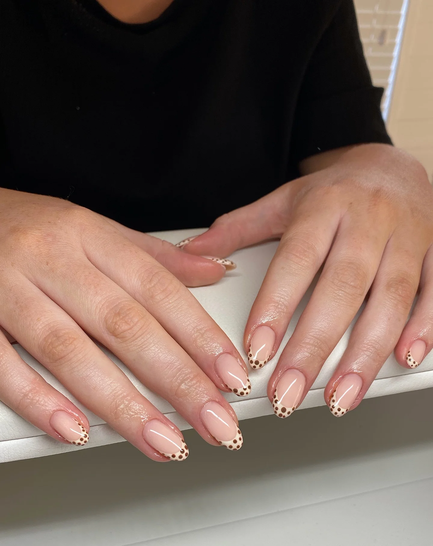 fall short almond nails 2026 Minimal Polka Dot French Tips For Cozy Fall Days