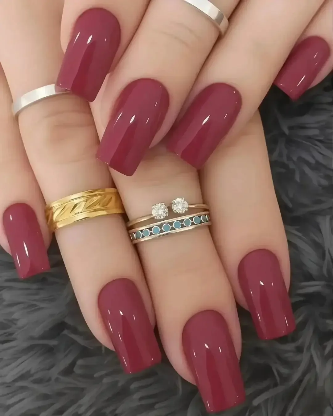 autumn nails color Classic Burgundy With A Sophisticated Wine Effect