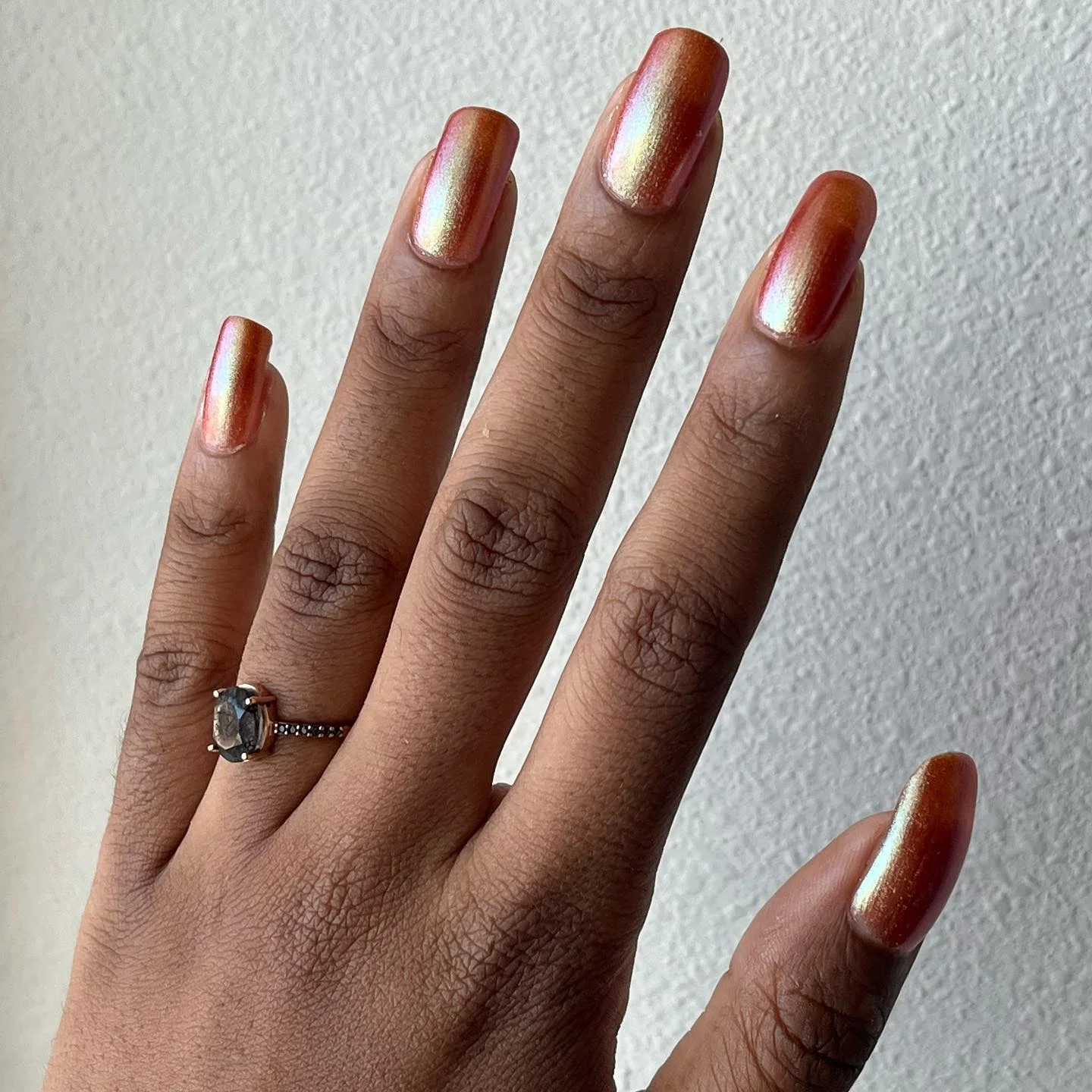 fall nails colors for dark skin Burnished Copper With A Metallic Glow