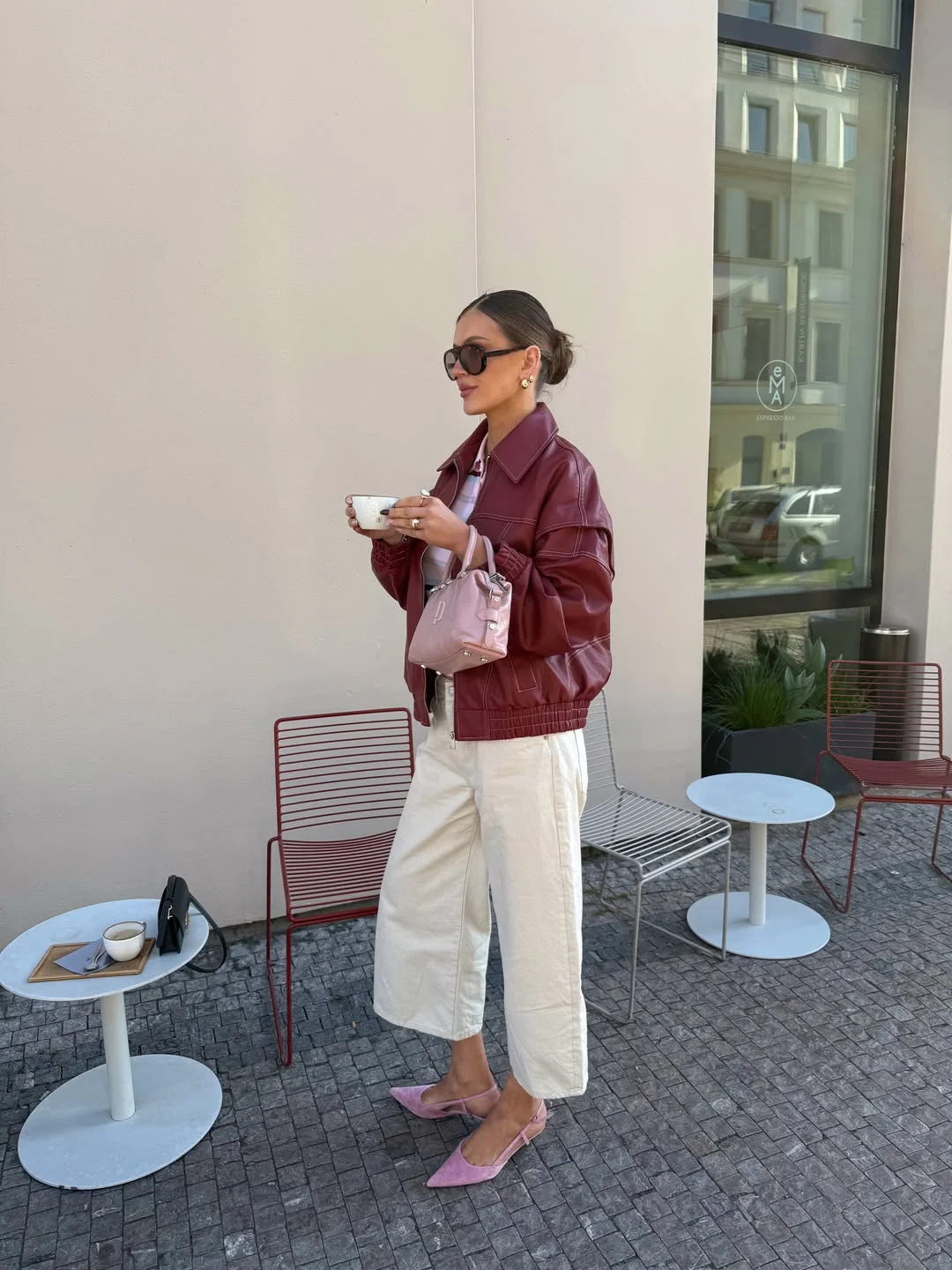 september fashion trends 2026 Burgundy Leather And Soft Pink For A Feminine Contrast
