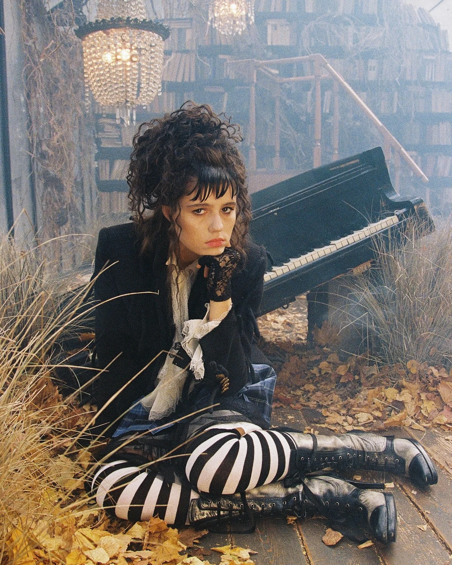trendy halloween outfits 2026 Gothic Schoolgirl Layers With A Romantic Edge