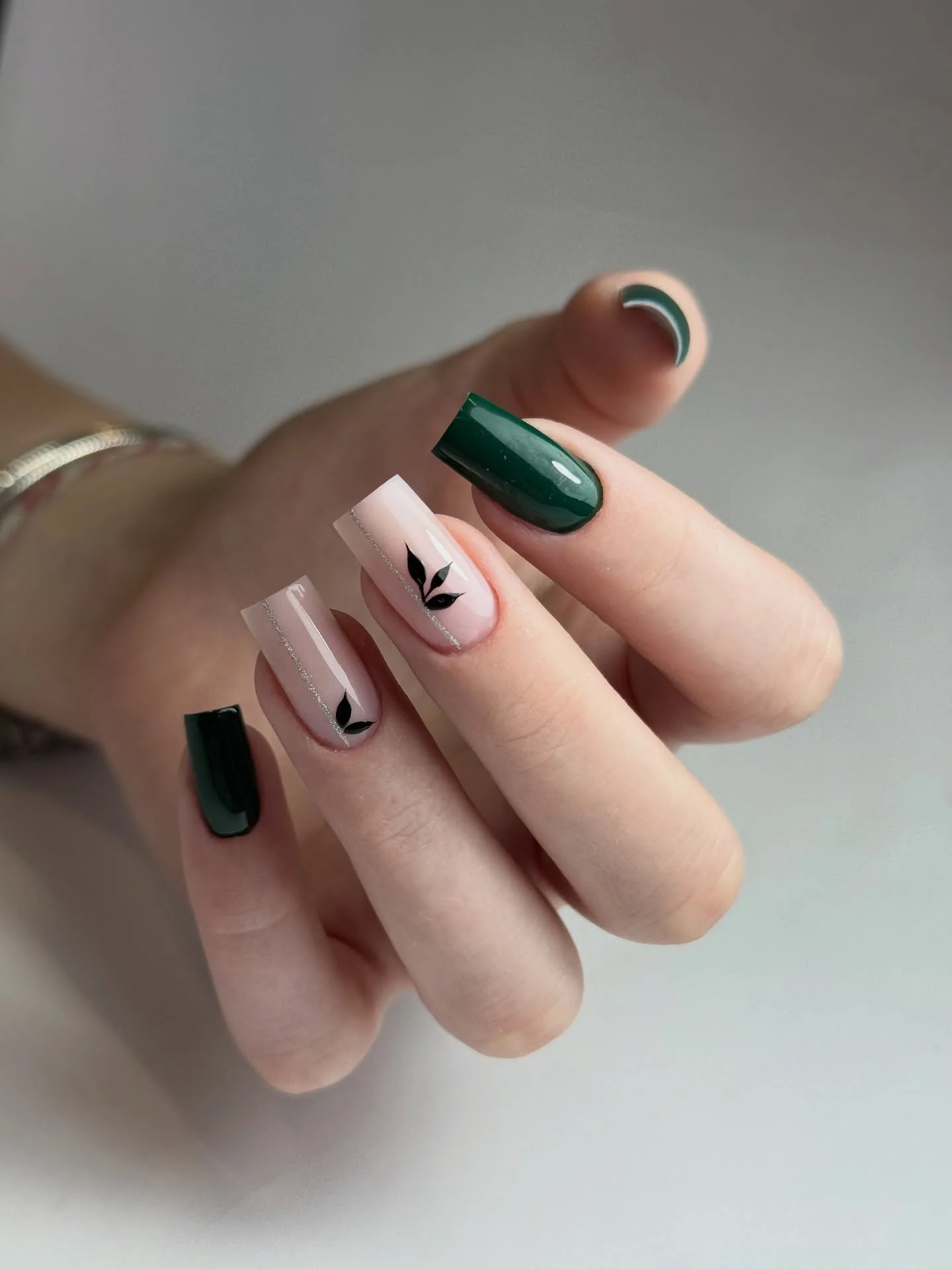 fall mid length nails 2026 Emerald Green Minimalist Square Nails