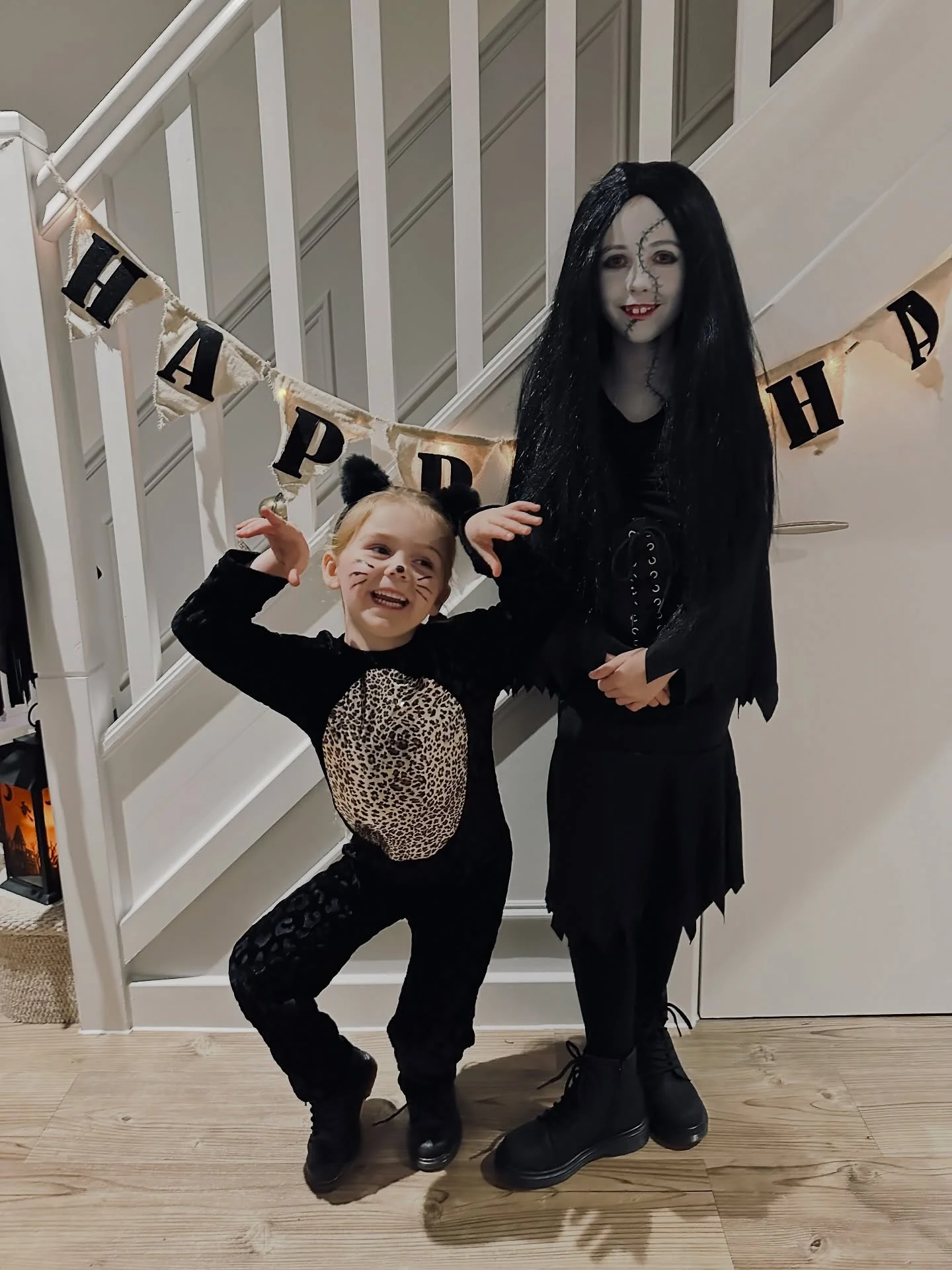 halloween costume for kids 2026 Playful Black Cat Meets Gothic Doll