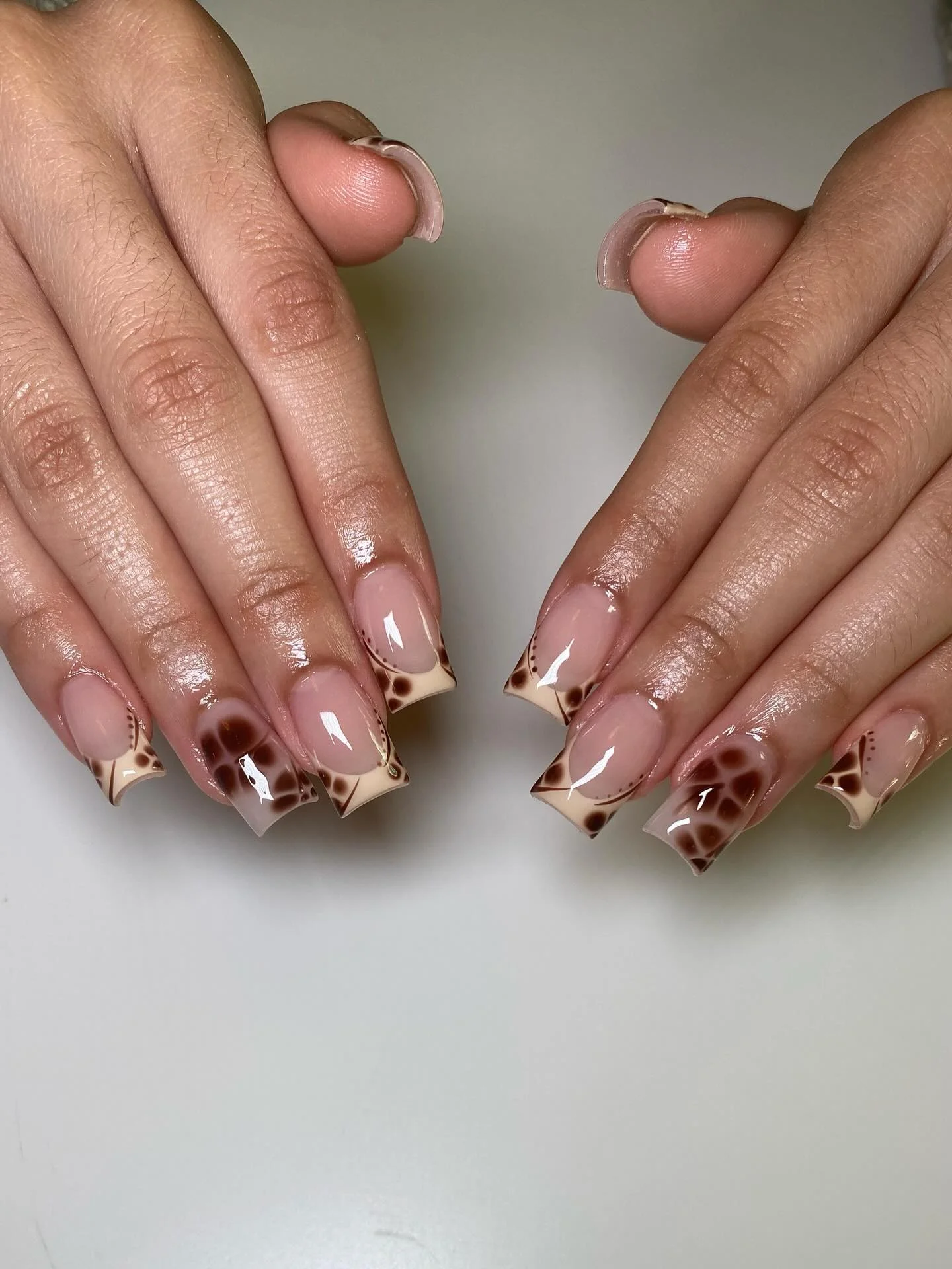 fall nails for medium skin tone Milky Pink And Glossy Chocolate Micro French