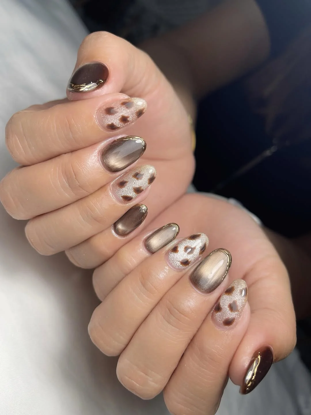 brown fall nails 2026 Bronze Chrome And Leopard Accent Nails