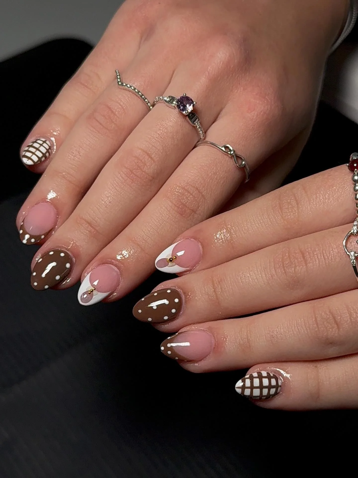 fall short almond nails 2026 Chocolate French Tips With Sweet Café Details