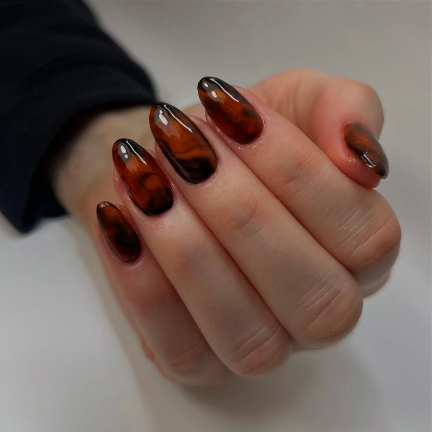 fall gel nails ideas 2026 Amber Tortoiseshell Almond Elegance