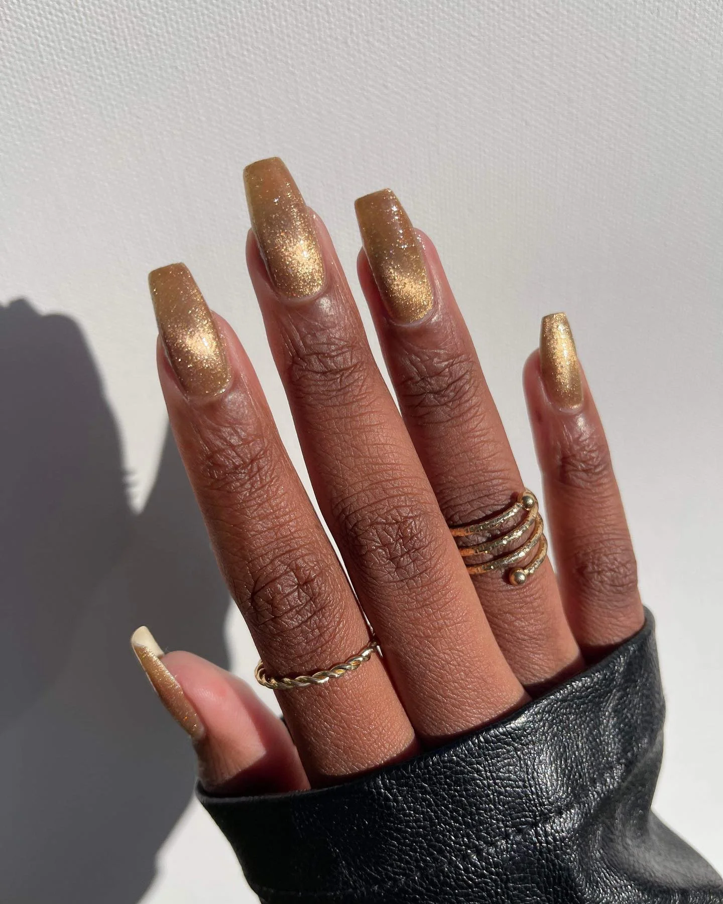 fall nails colors for dark skin Golden Bronze Shimmer With A Luxe Finish