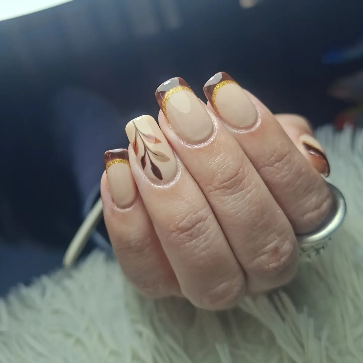 fall nails with accent nail Matte Burgundy Nails With Creamy Maple Leaf Accents