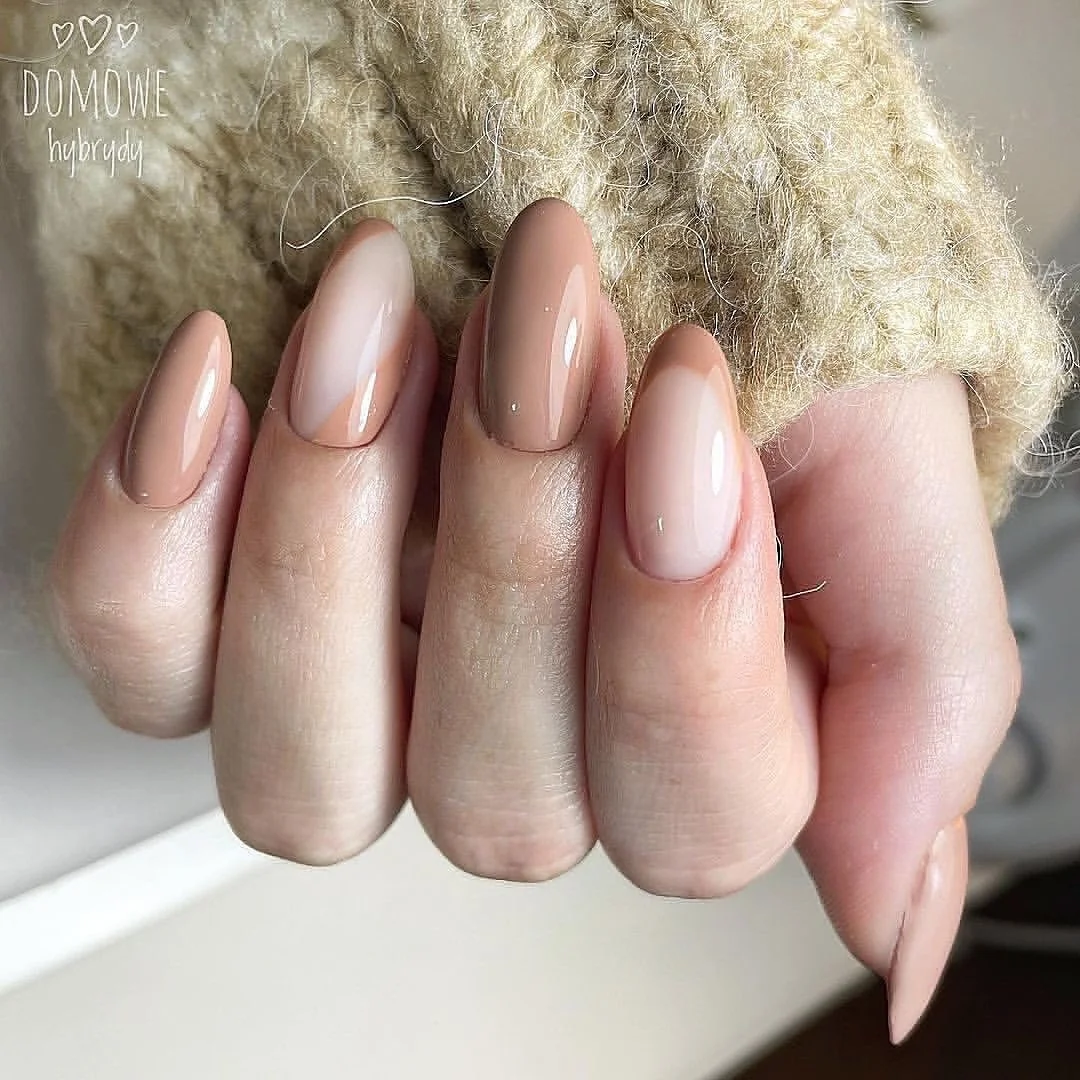 nude fall nails 2026 Minimal Glossy Nude Almonds For Everyday Fall