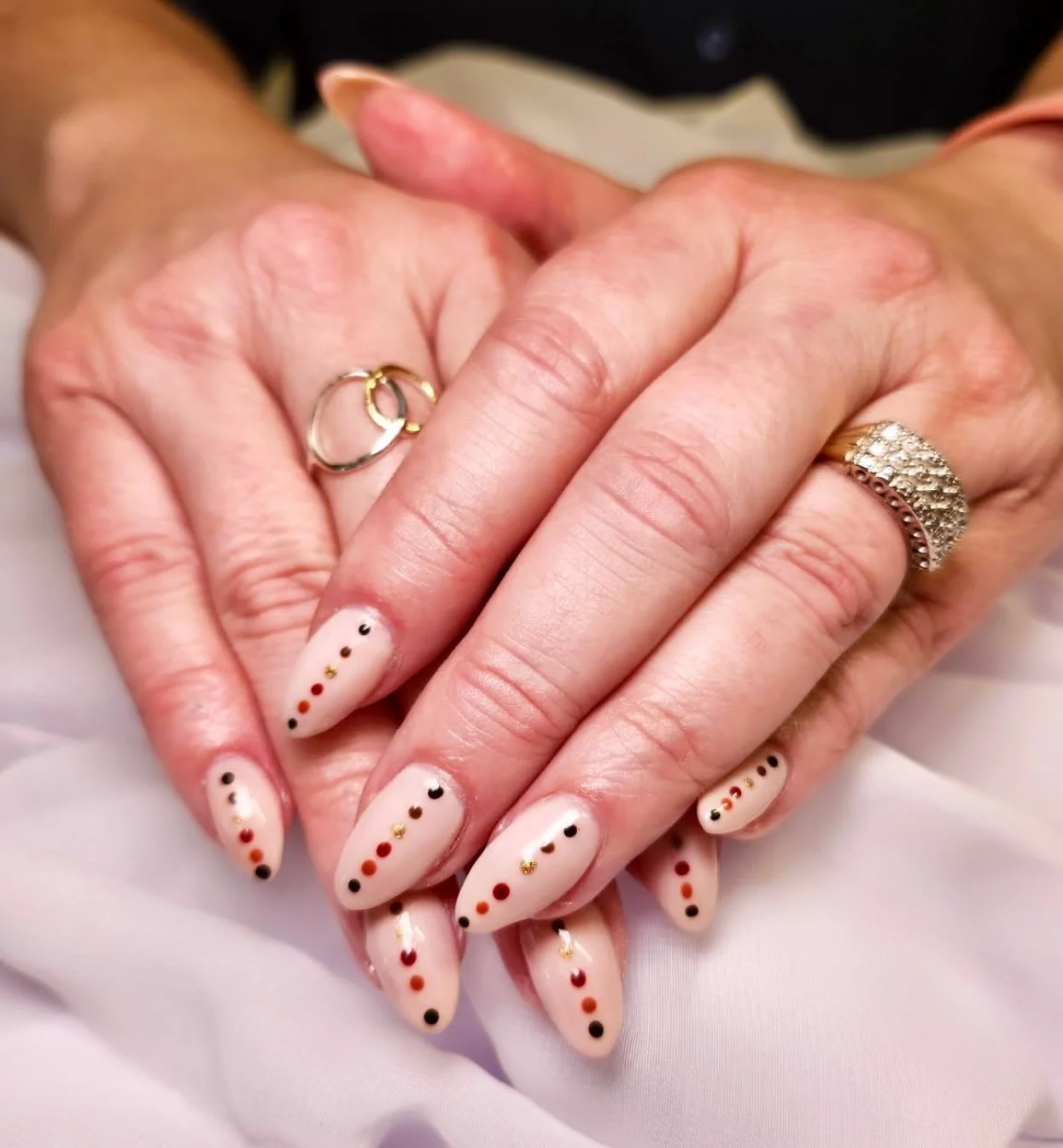 polka dot fall nails 2026 Autumn Confetti Dots On A Milky Nude Base