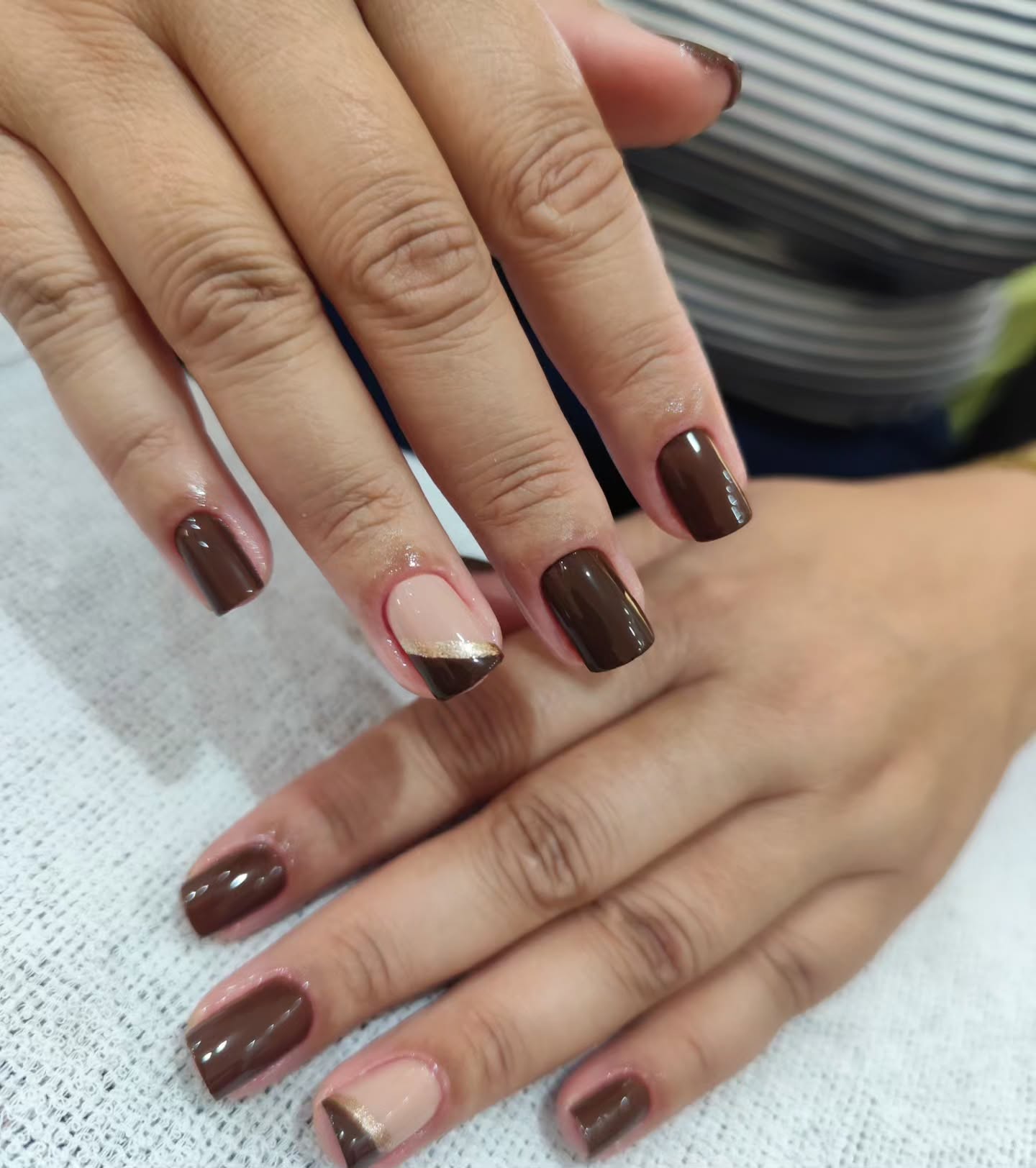 brown fall nails 2026 Minimal Chocolate Square Nails With Modern French Detail