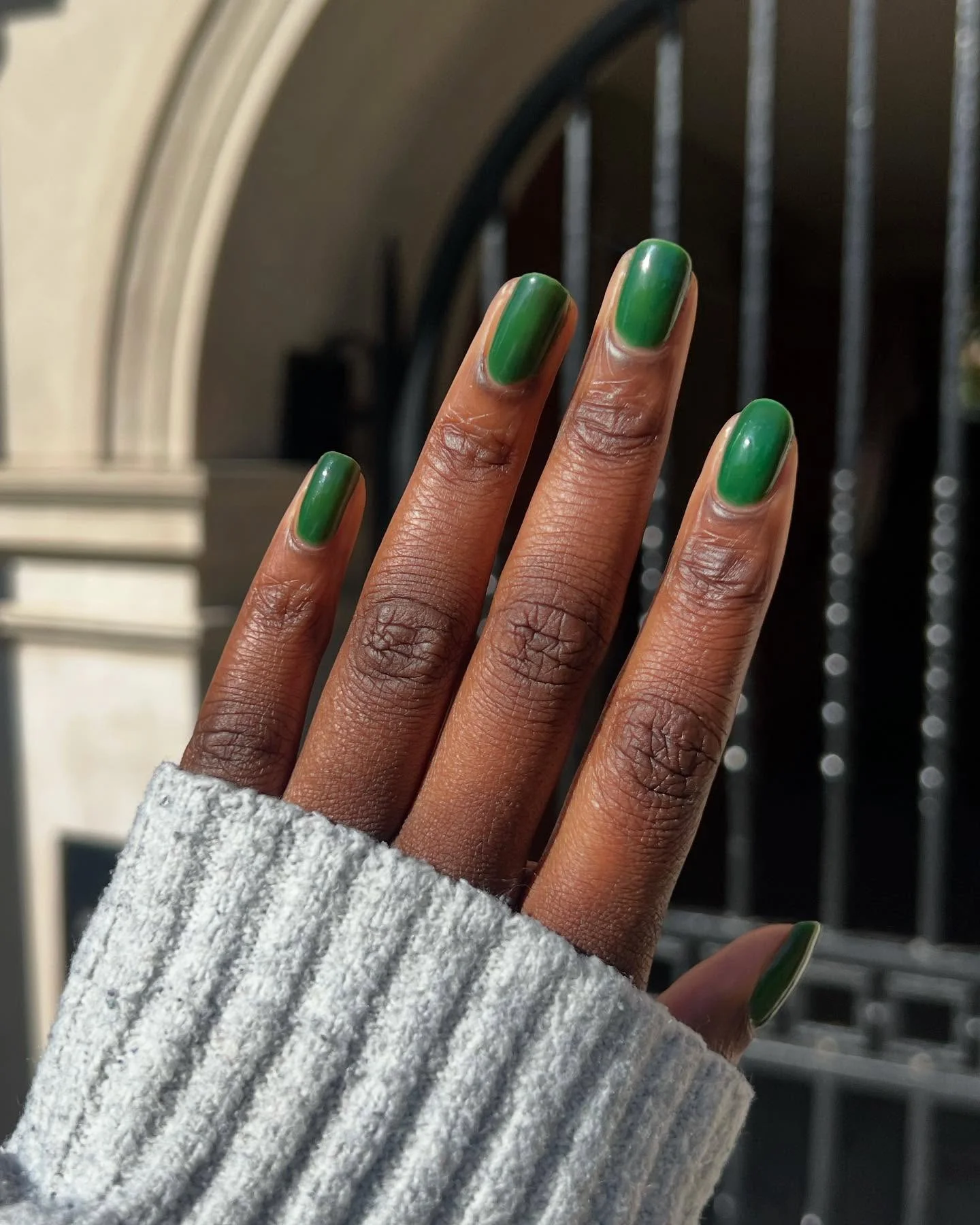 fall nails colors for dark skin Deep Forest Green For A Rich Autumn Classic