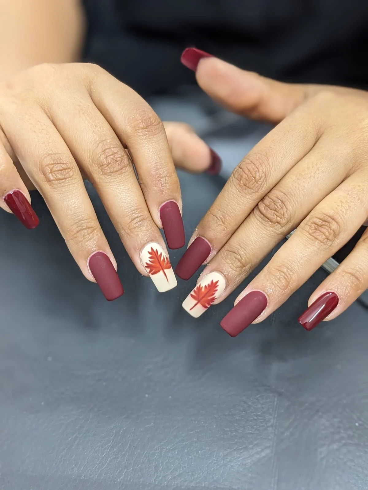 fall nails with accent nail Warm Caramel Nails With A Minimal Gold Leaf Accent