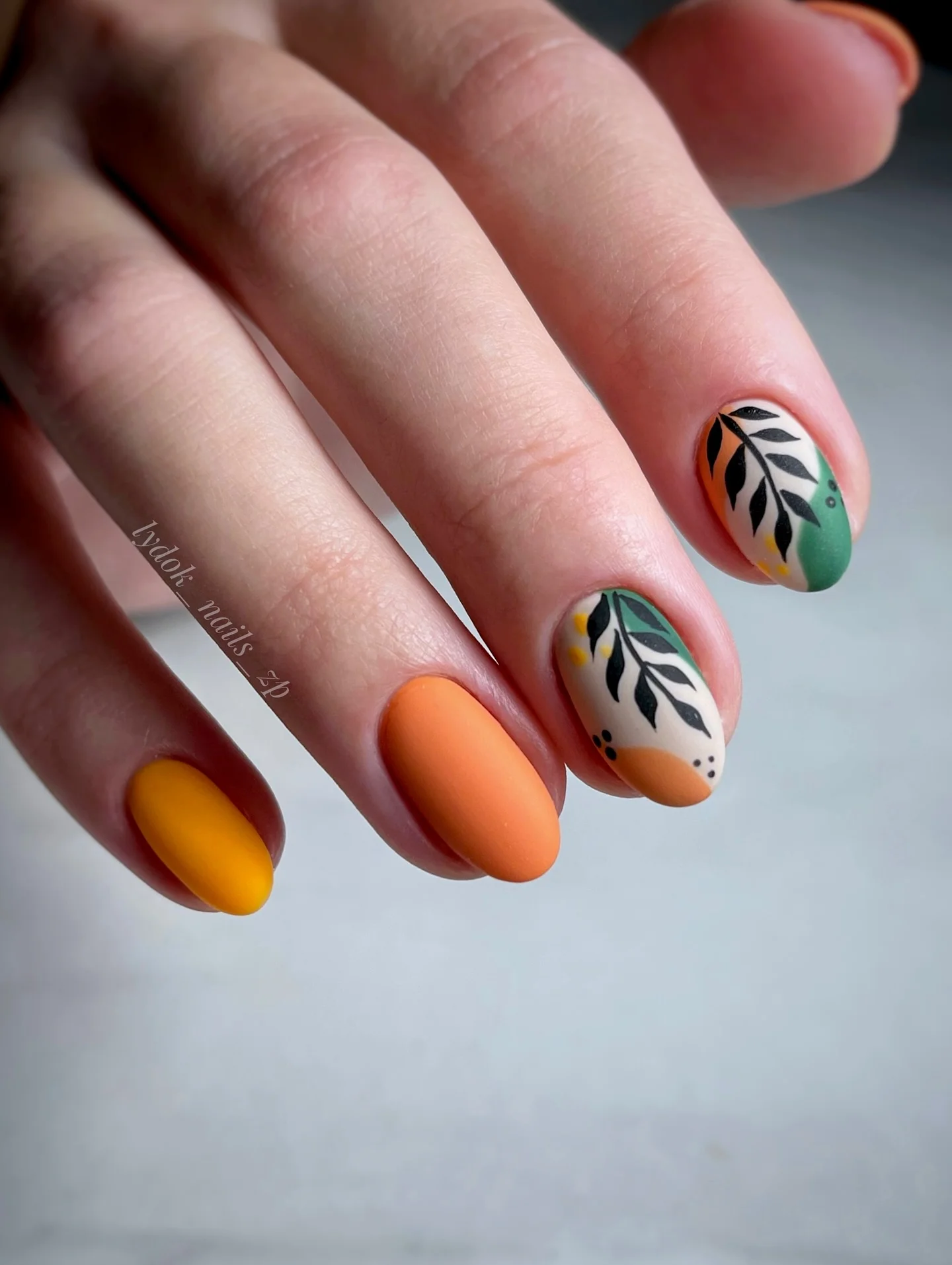 fall nails with autumn designs Olive And Orange Botanical Autumn Art