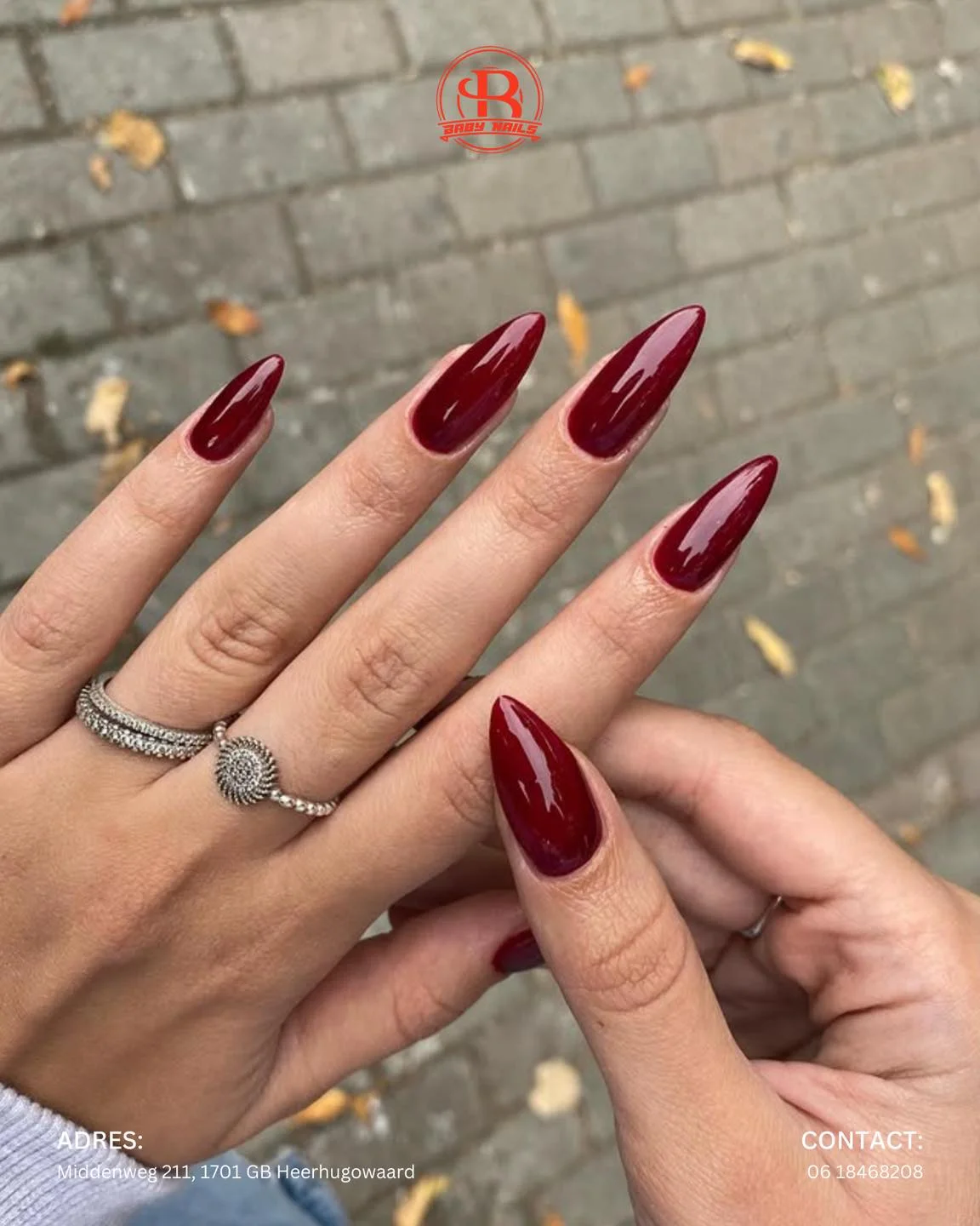 autumn nails color Classic Burgundy Almond Nails