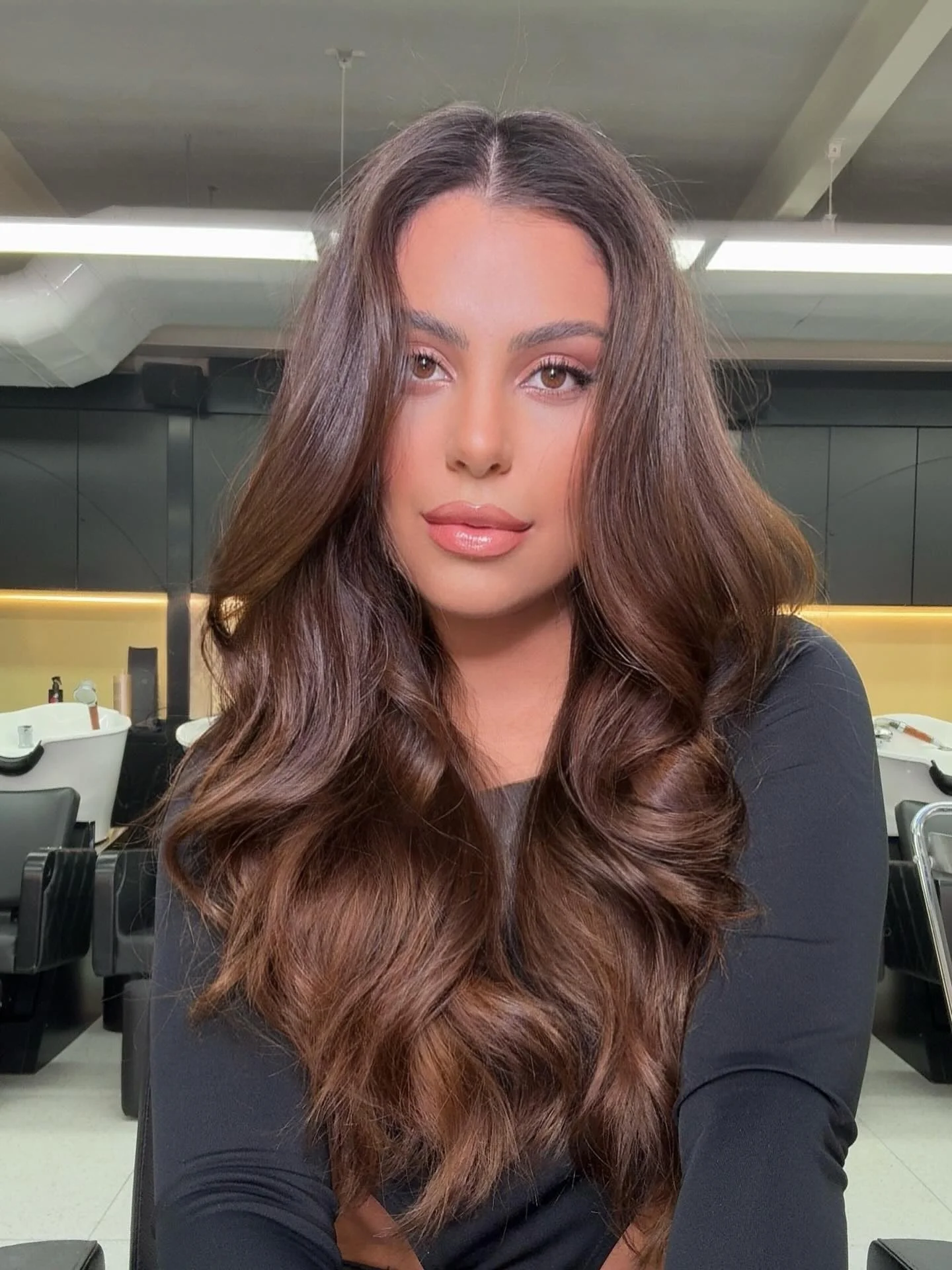 fall brown hair color ideas 2026 Rich Espresso Brunette With Soft Face-Framing Volume
