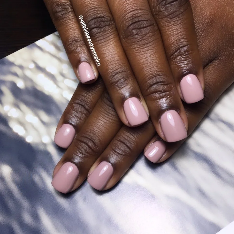 fall nails colors for dark skin Soft Blush Pink On Short Rounded Nails