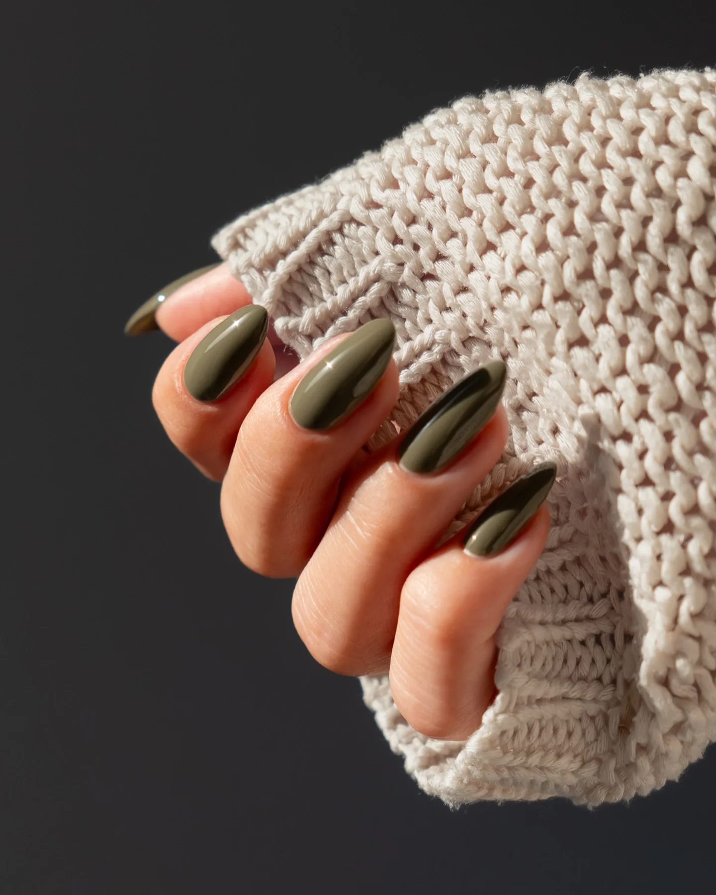 fall manicure colors 2026 Earthy Olive For A Softly Unexpected Finish
