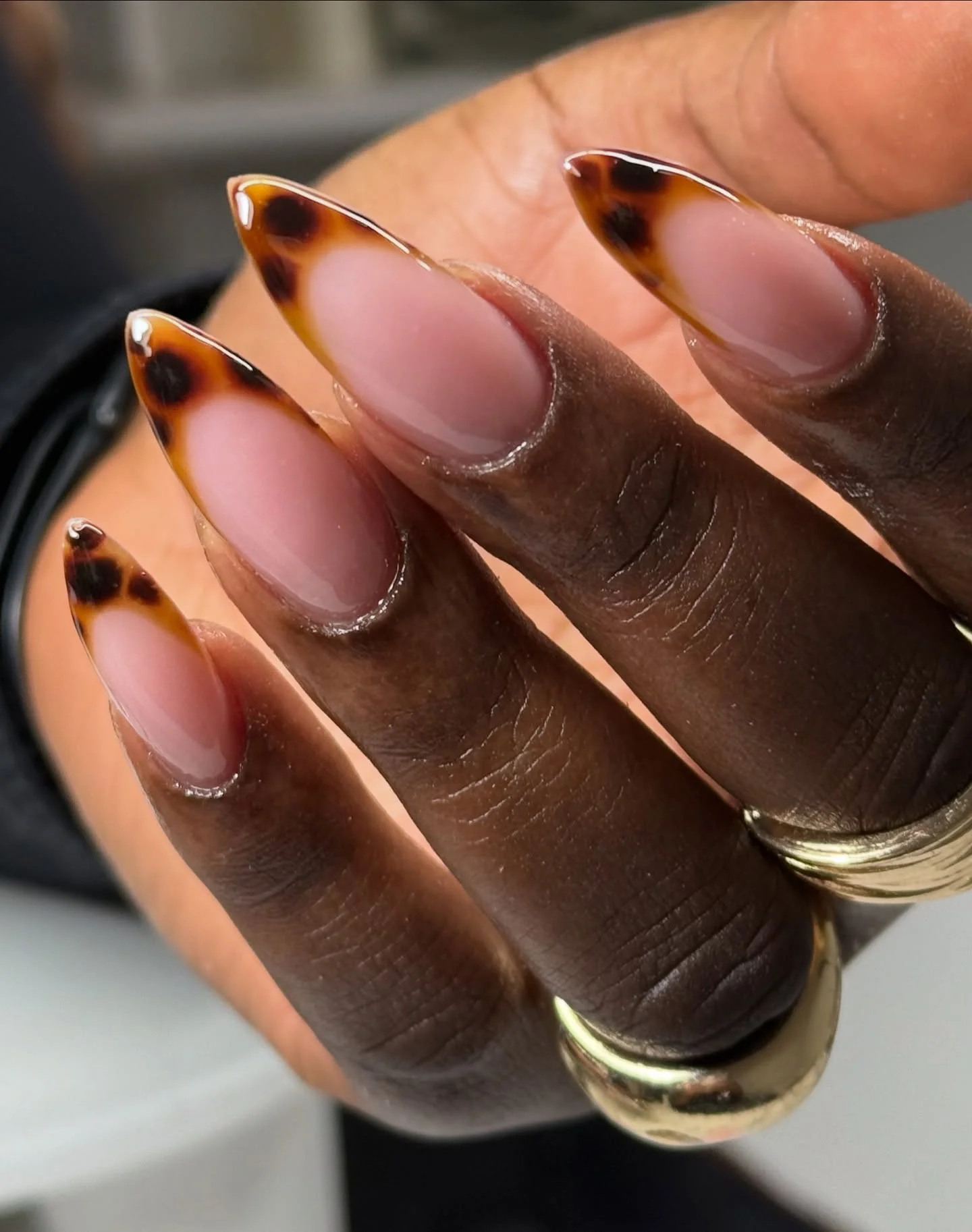 fall nails for dark skin 2026 Elegant Tortoiseshell French Tips For Everyday Fall Style