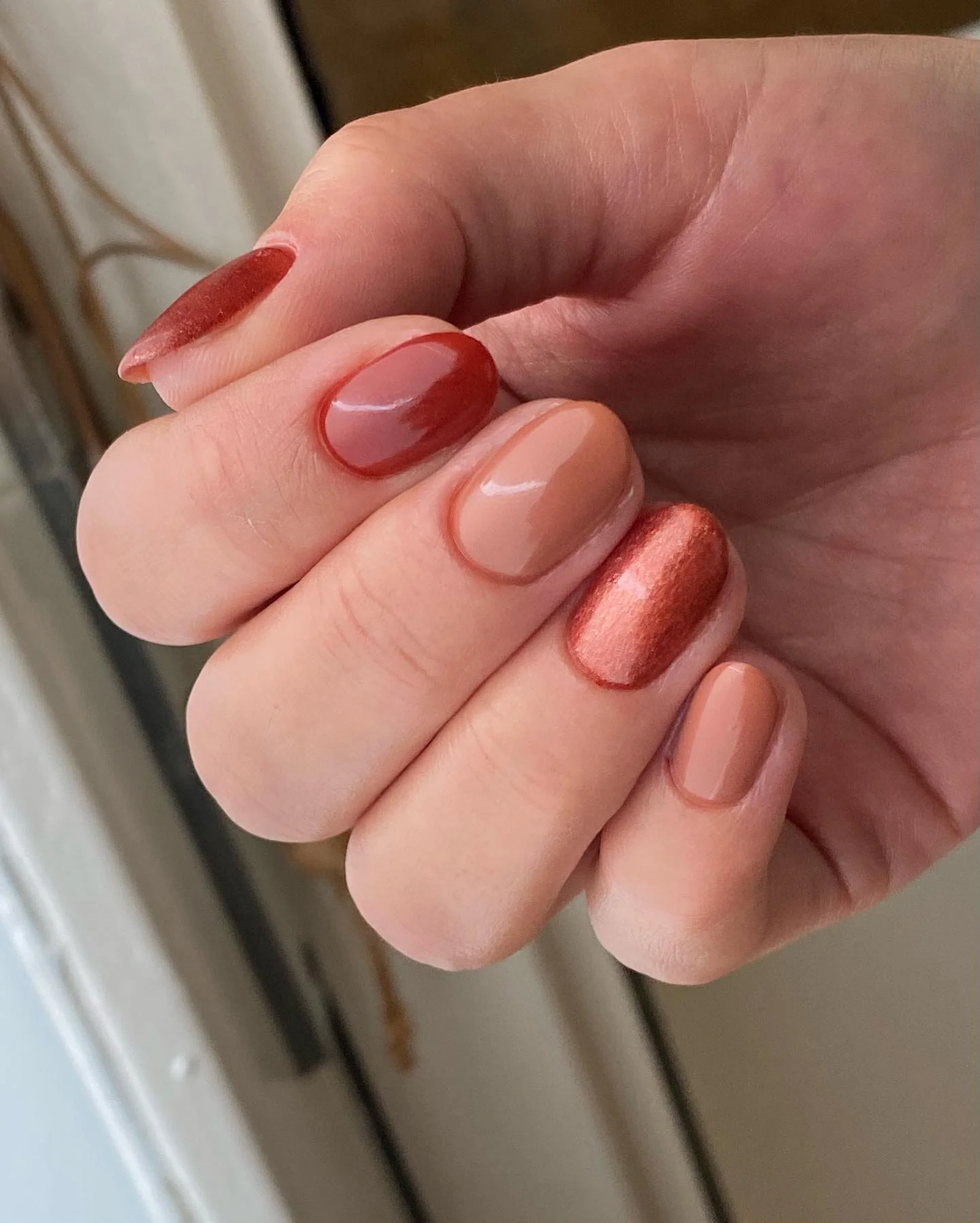 fall manicure colors 2026 Warm Berry And Copper For An Elegant Fall Accent