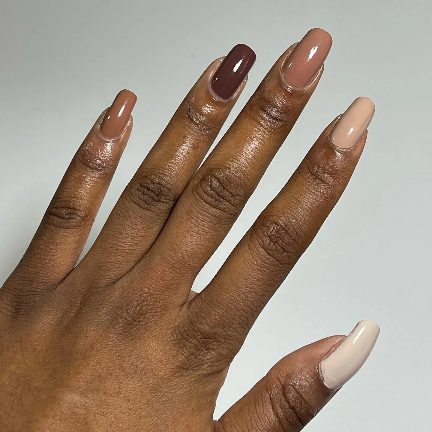 fall nails colors for dark skin Warm Mocha And Cream Contrast