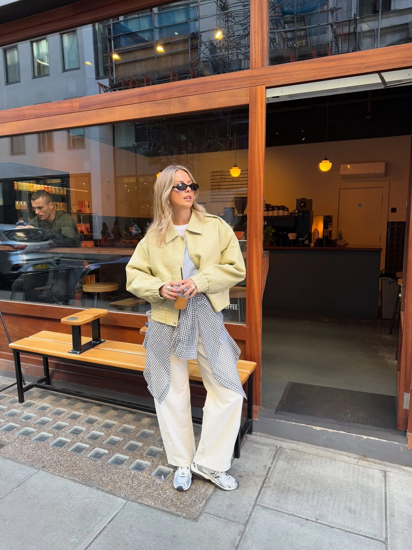 september fashion 2026 Soft Yellow Jacket With Relaxed Cream Denim