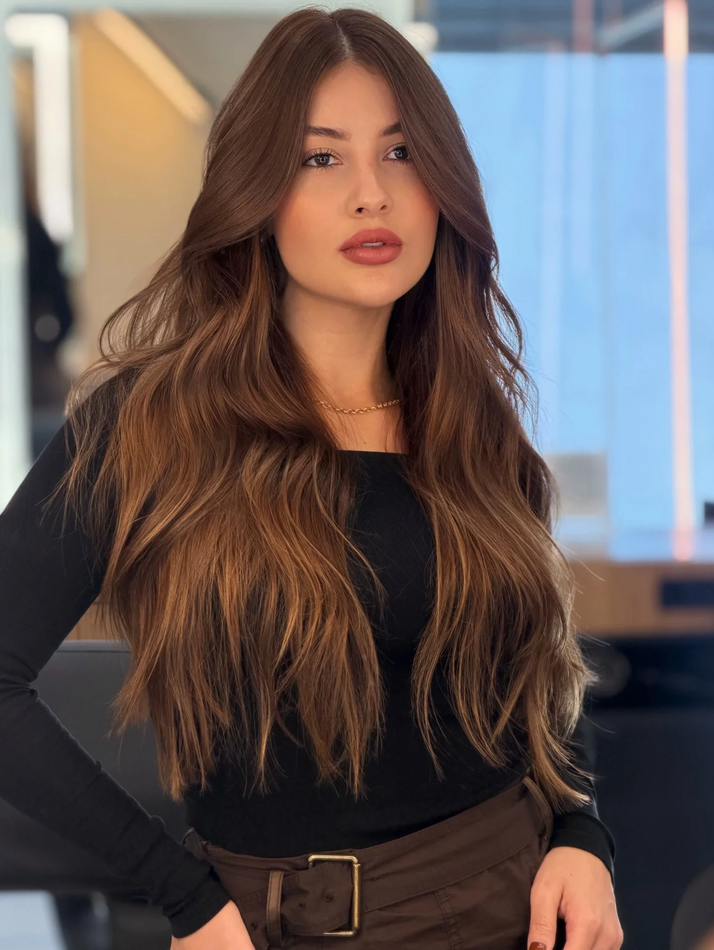 september hair color trends 2026 Rich Chocolate Brunette With Soft Face-Framing Layers