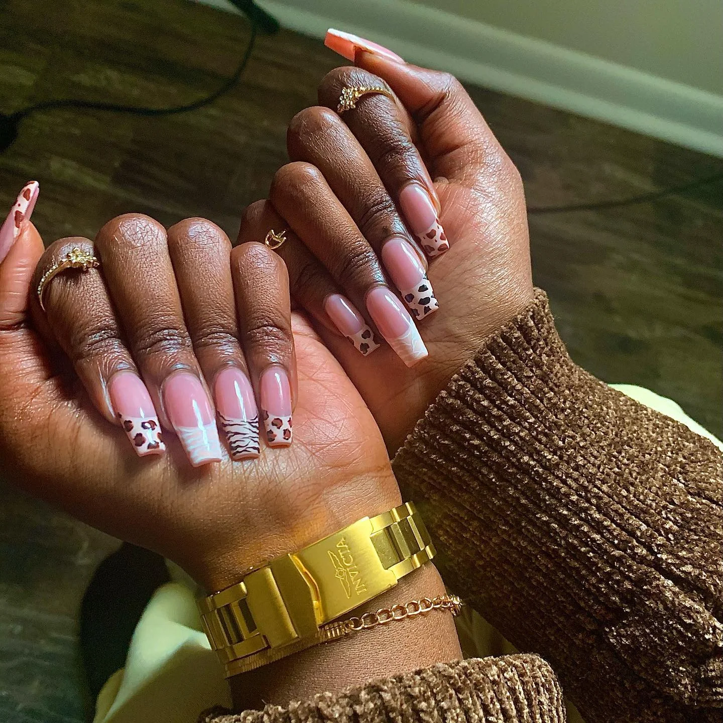 fall nails for dark skin 2026 Animal Print French Nails With Modern Fall Personality