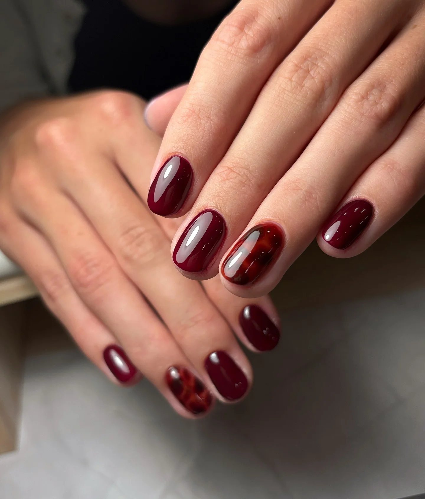 fall burgundy nails with design Wine Gloss With A Rich Translucent Accent
