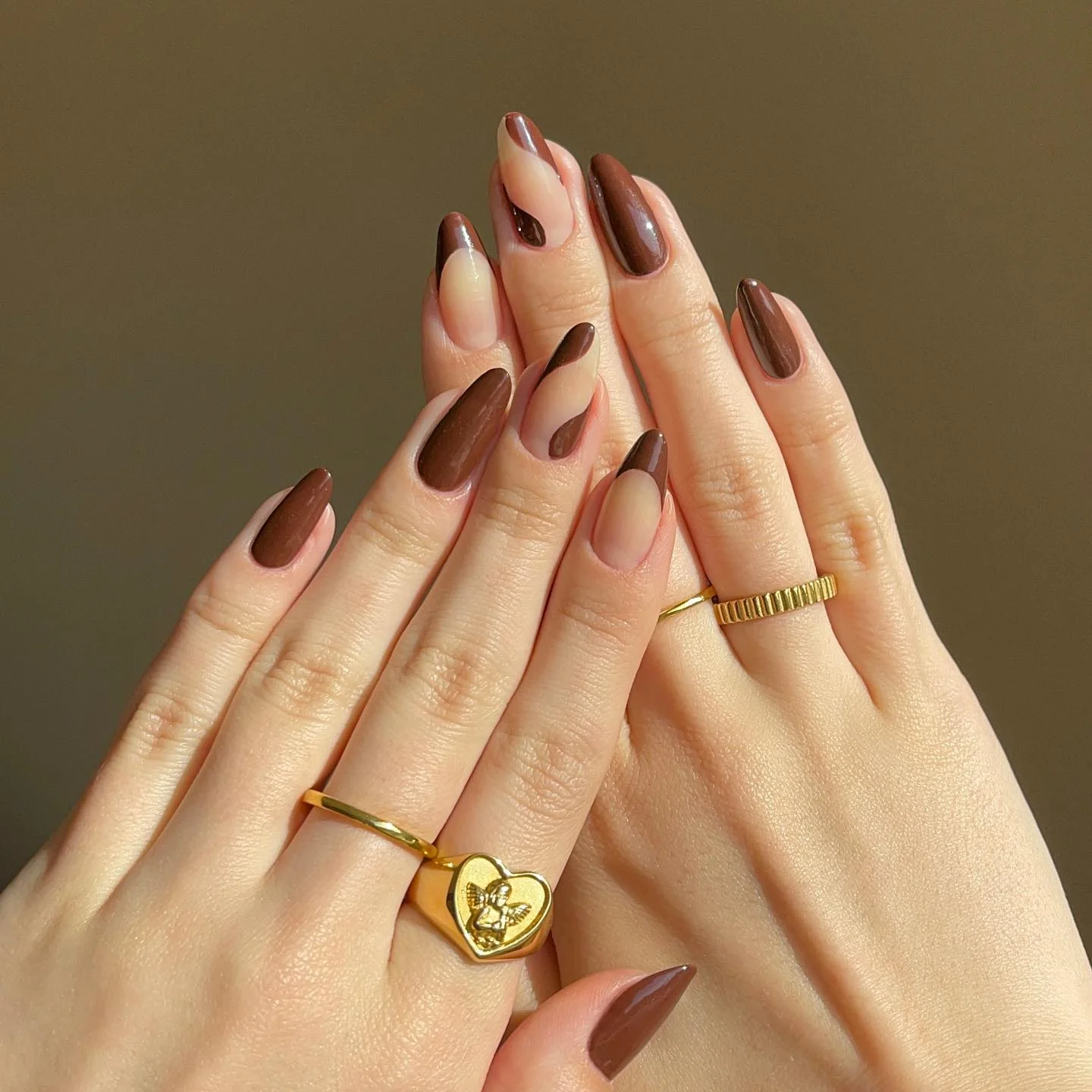 fall nail designs for office 2026 Modern Mocha Swirls That Elevate Everyday Professional Style