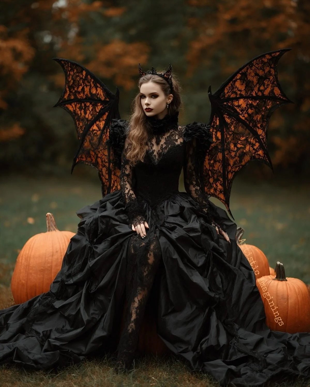 trendy halloween outfits 2026 Gothic Bat Queen In Dramatic Black