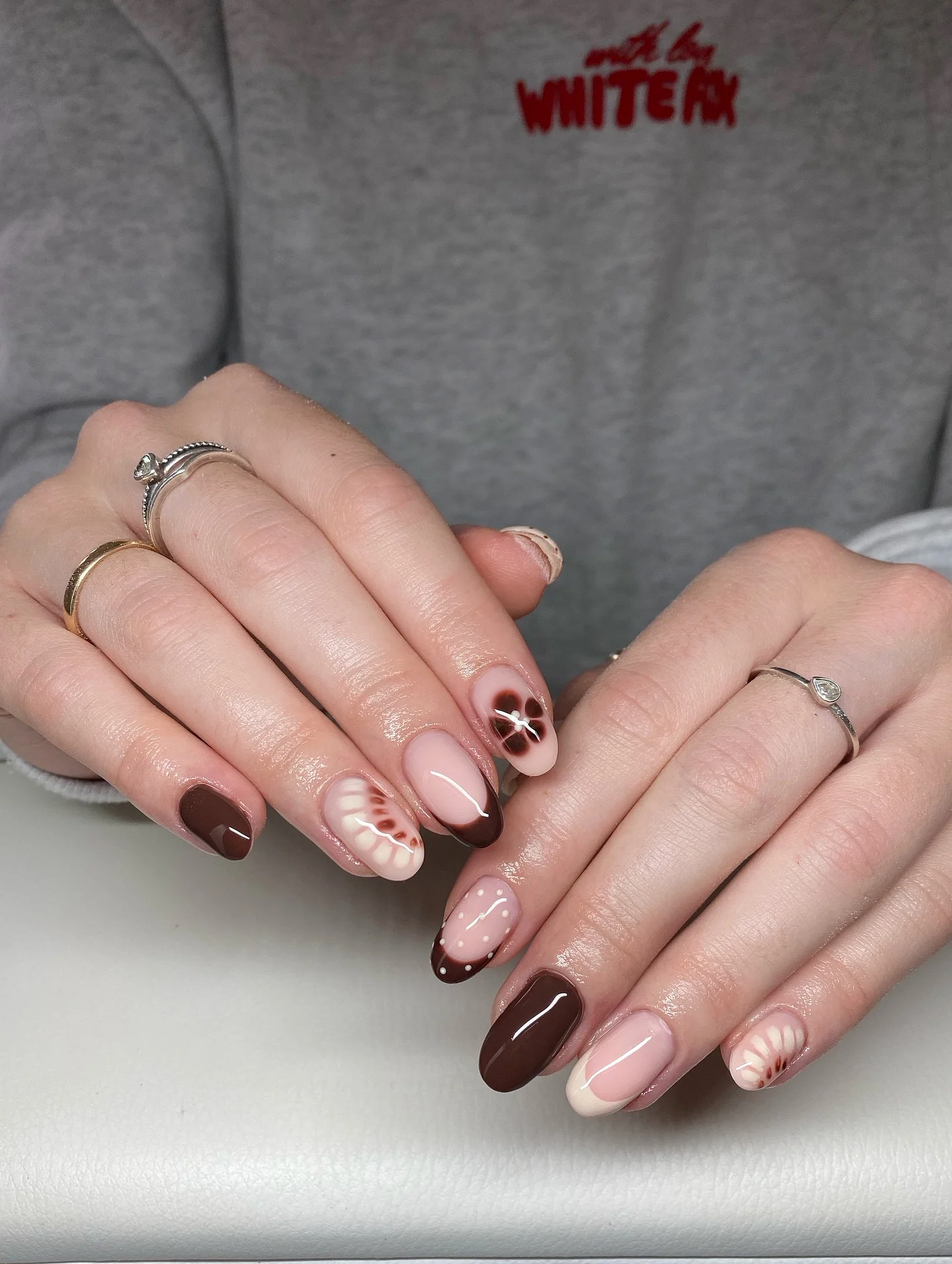 fall short almond nails 2026 Mocha Mix Nail Art With Cozy Café Vibes